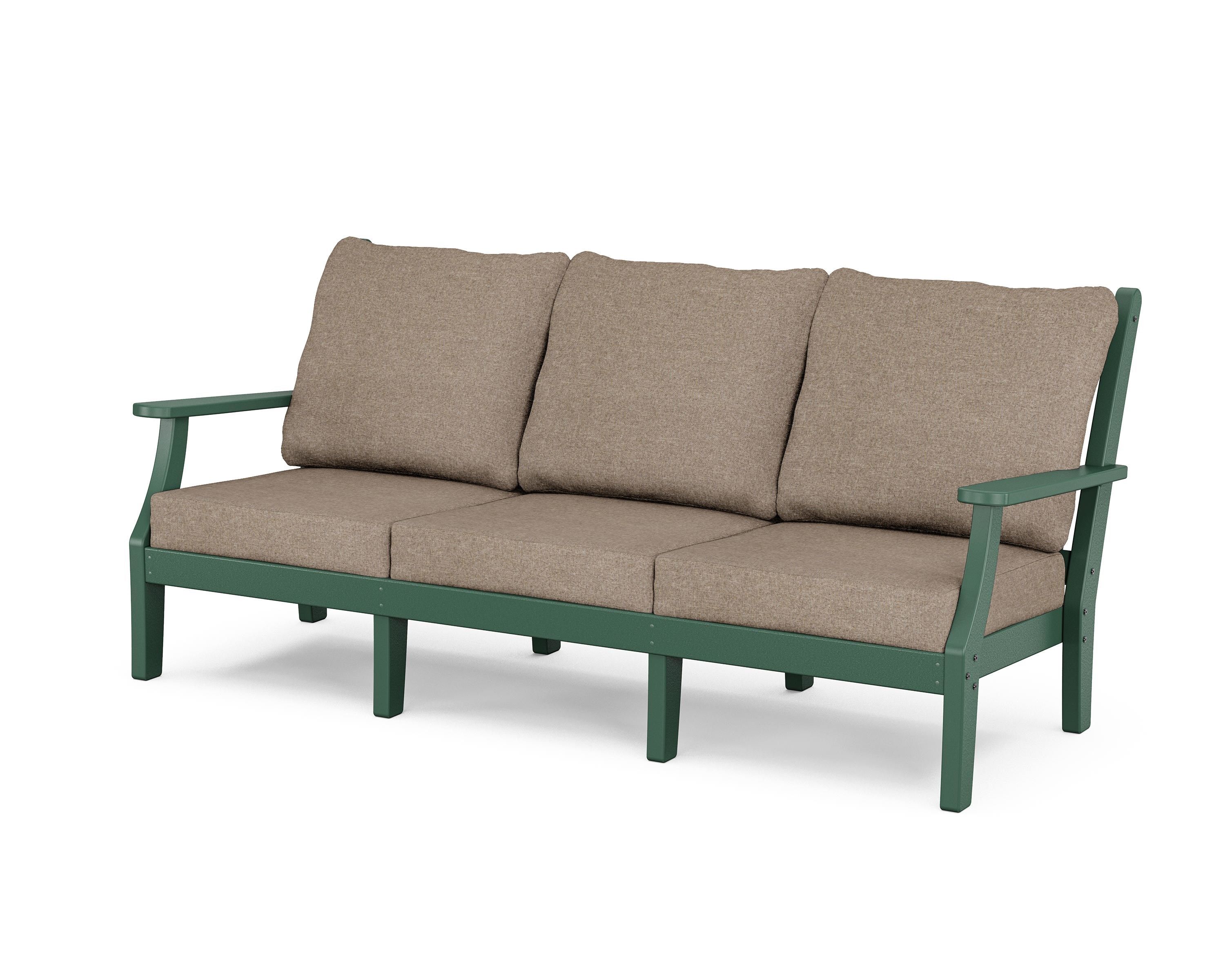 Country Living Wovendale Deep Seating Sofa in Green / Spiced Burlap