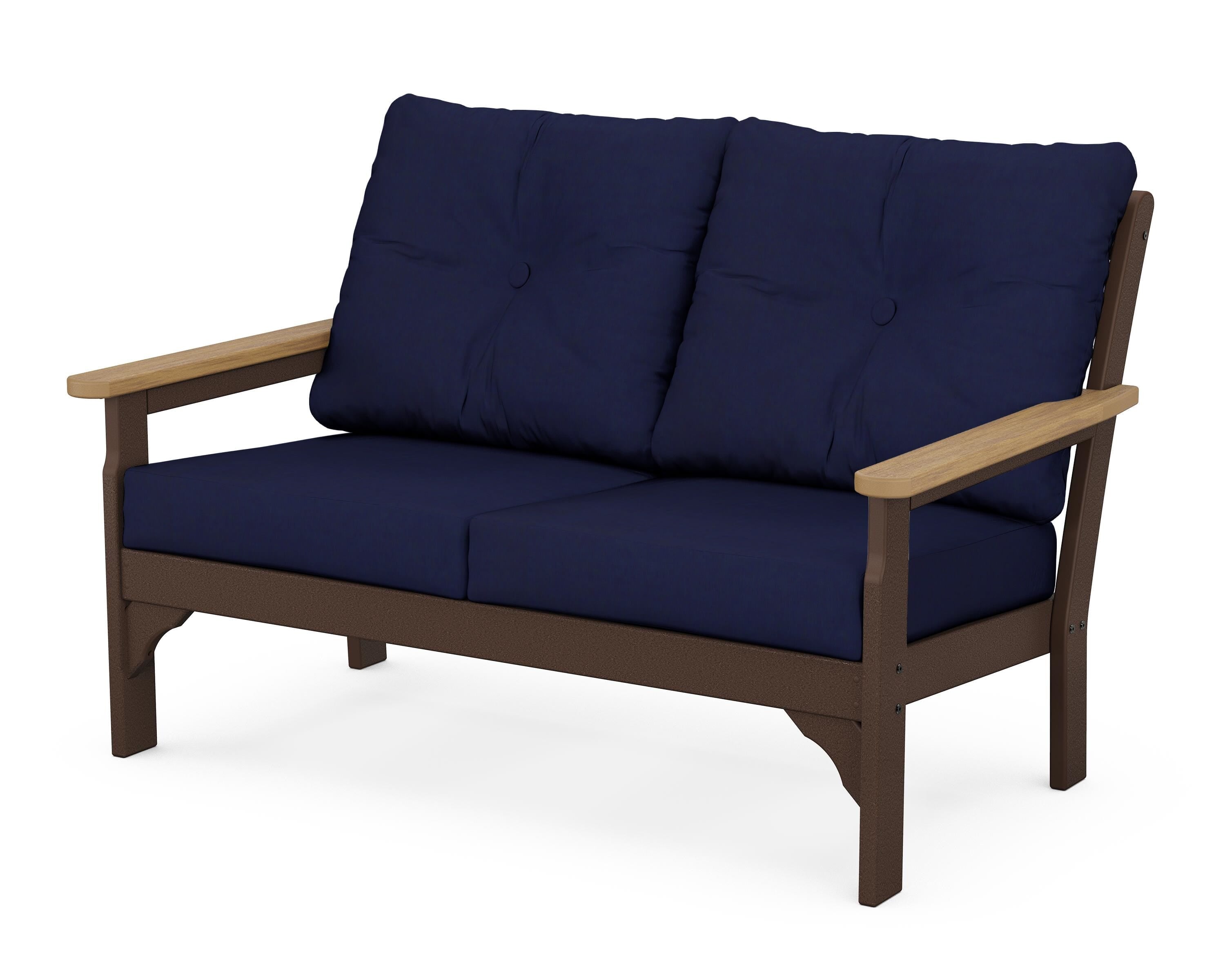 POLYWOOD® Vineyard Deep Seating Loveseat in Mahogany / Natural / Navy