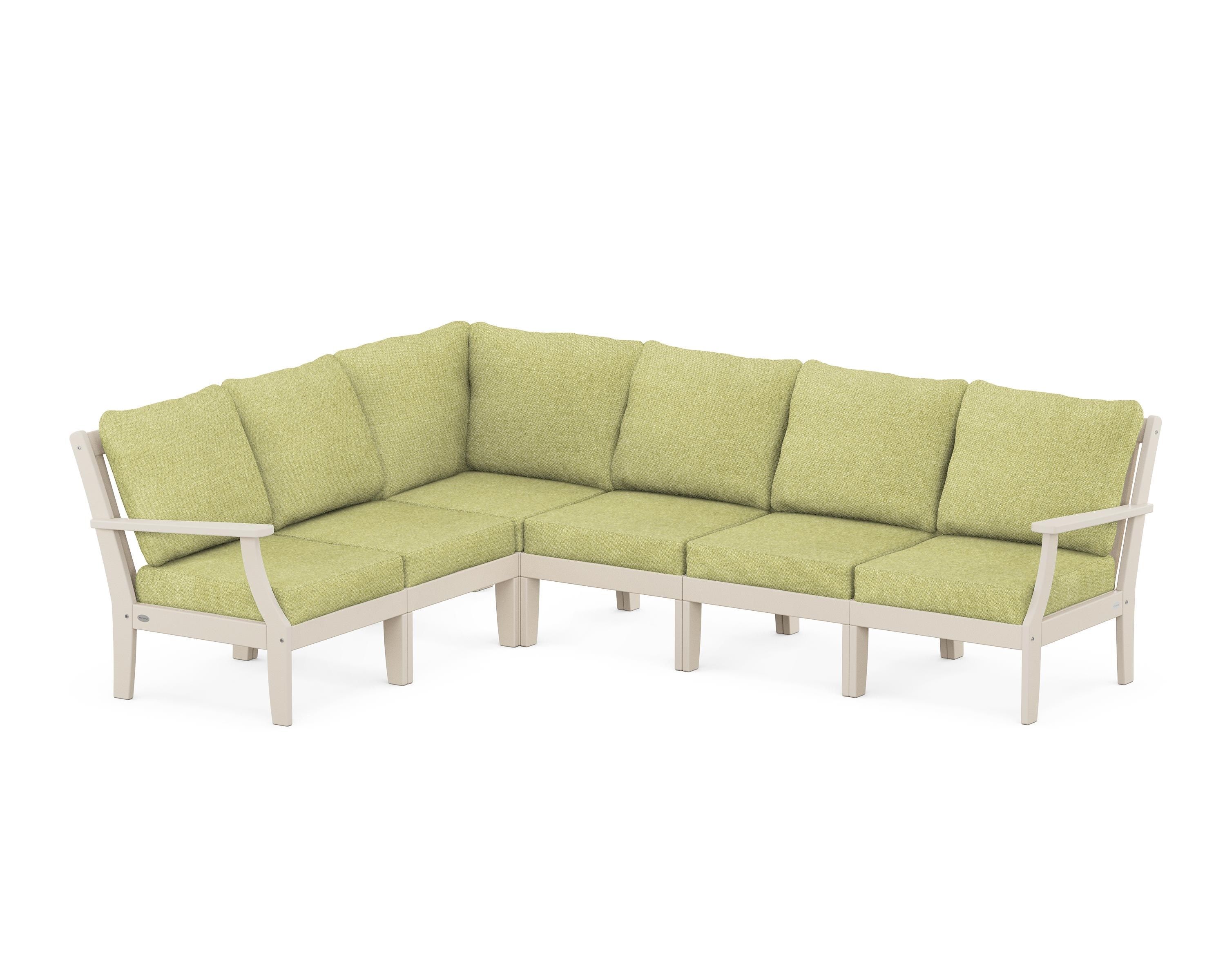 POLYWOOD® Braxton Modular 6-Piece Deep Seating Set in Sand / Chartreuse Boucle