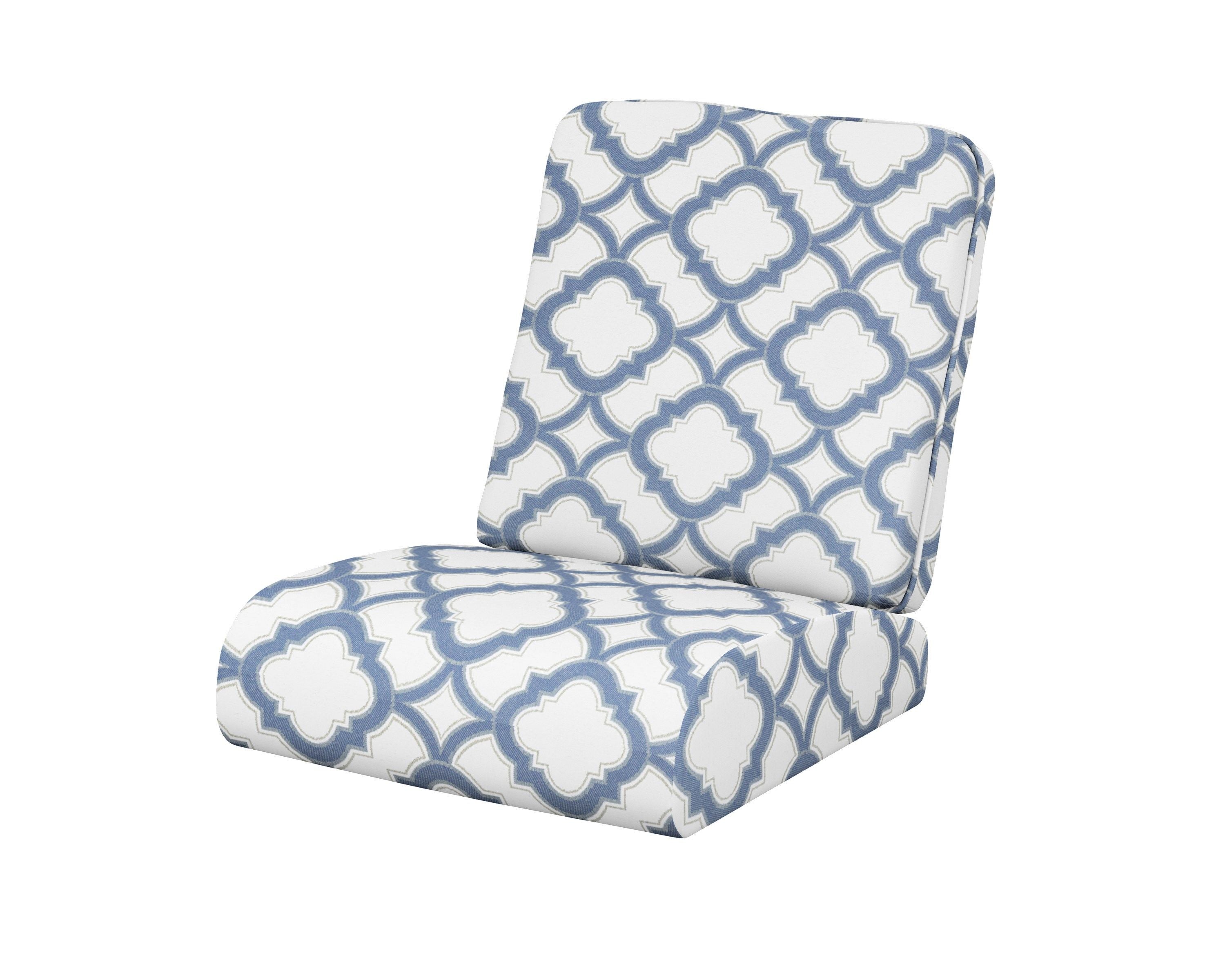 POLYWOOD® Club Seat/Back Cushion in Trellis Sky Blue