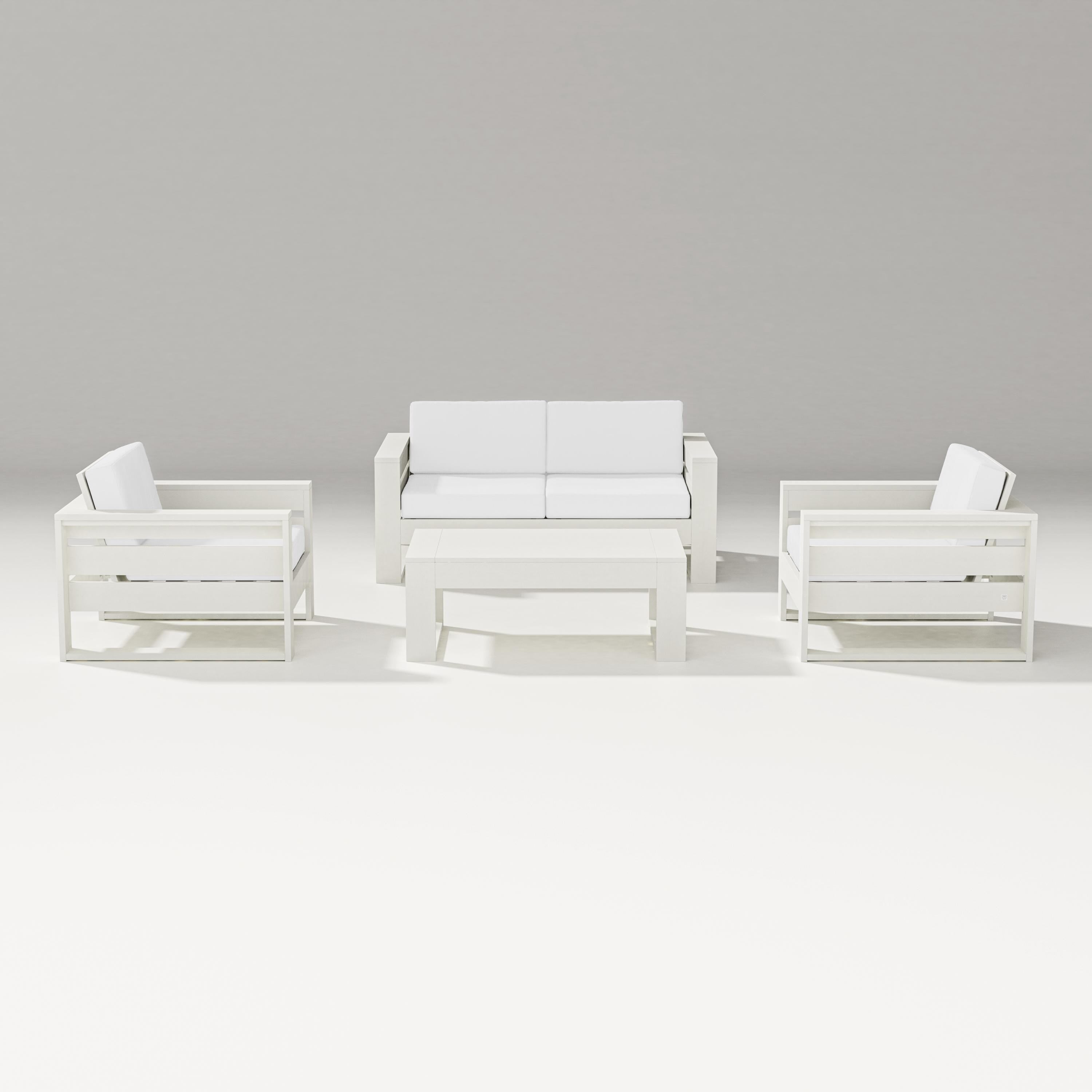 PW Designer Series Latitude 4-Piece Lounge Loveseat Set in Vintage White / Natural