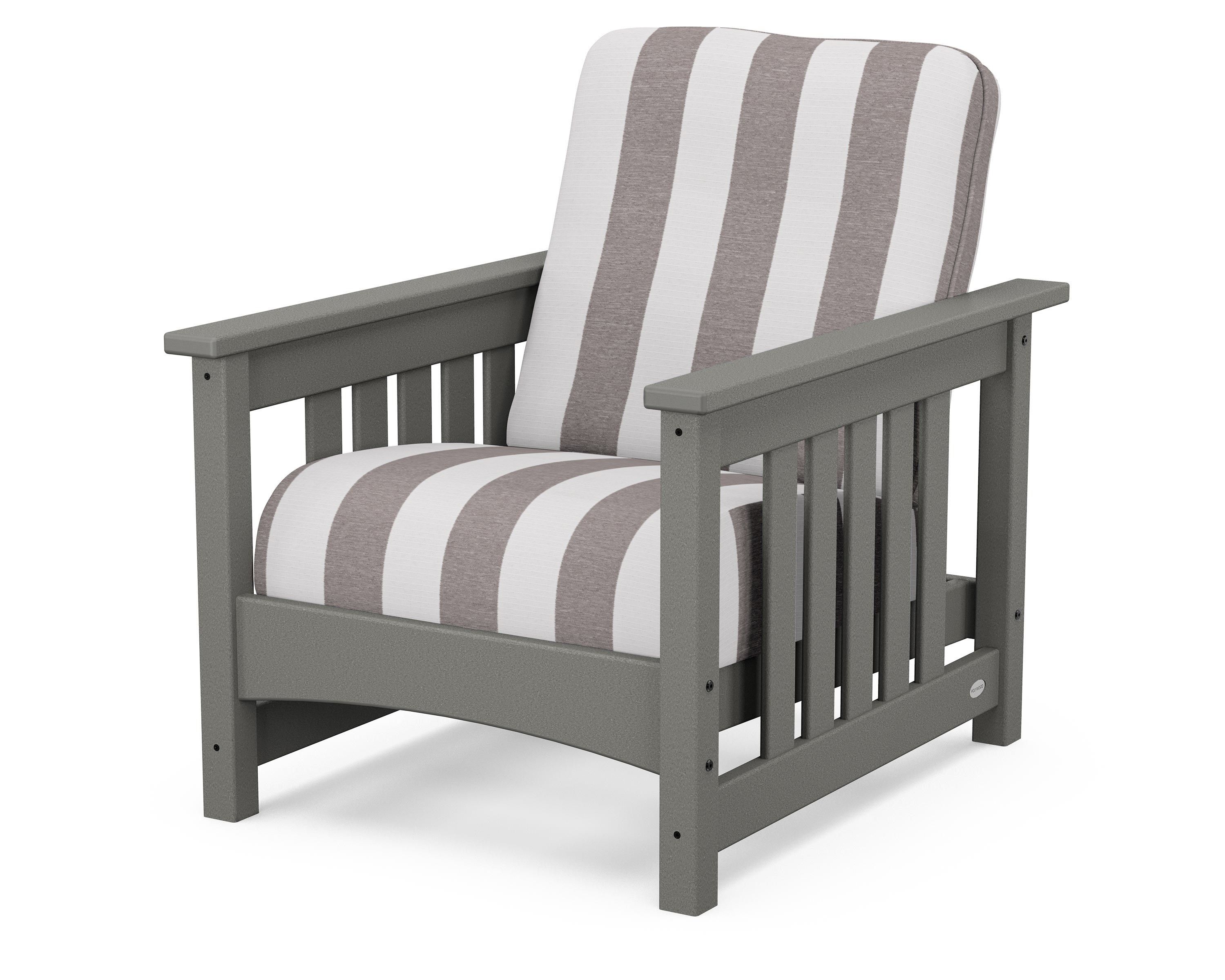 POLYWOOD® Club Mission Chair in Slate Grey / Cabana Stripe Grey Mist