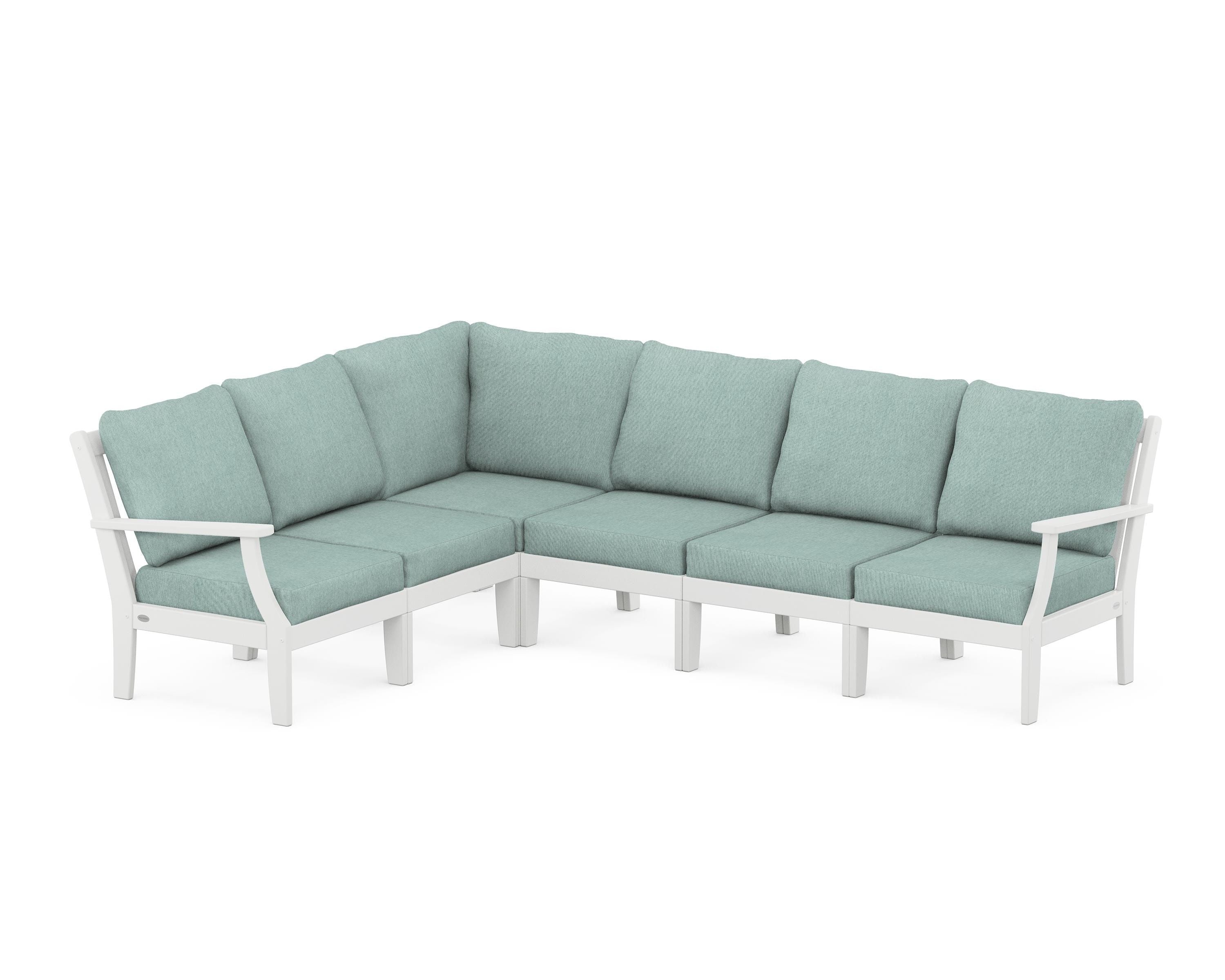 POLYWOOD® Braxton Modular 6-Piece Deep Seating Set in White / Glacier Spa