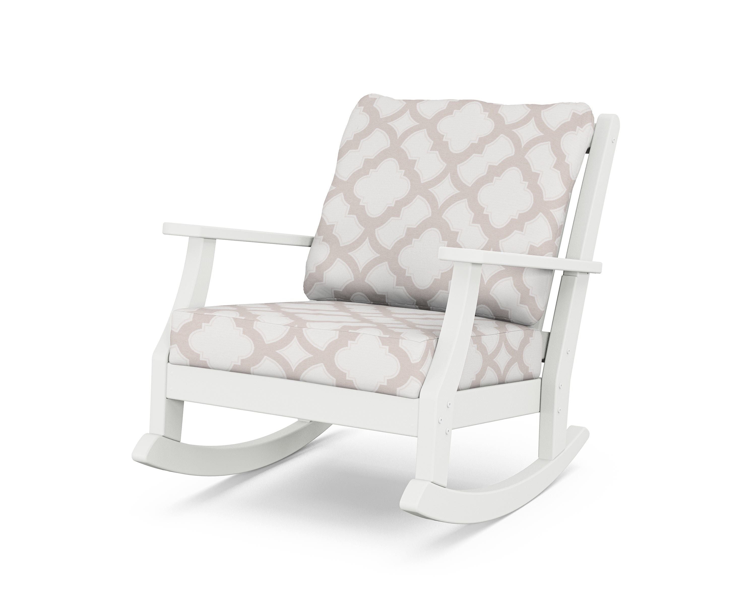 Country Living Wovendale Deep Seating Rocking Chair in White / Trellis Dune Burlap