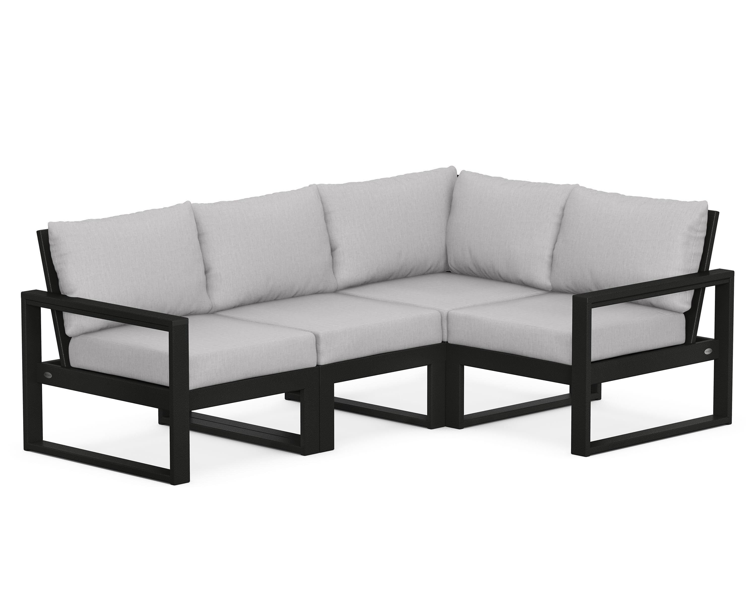 POLYWOOD® EDGE 4-Piece Modular Deep Seating Set in Black / Granite