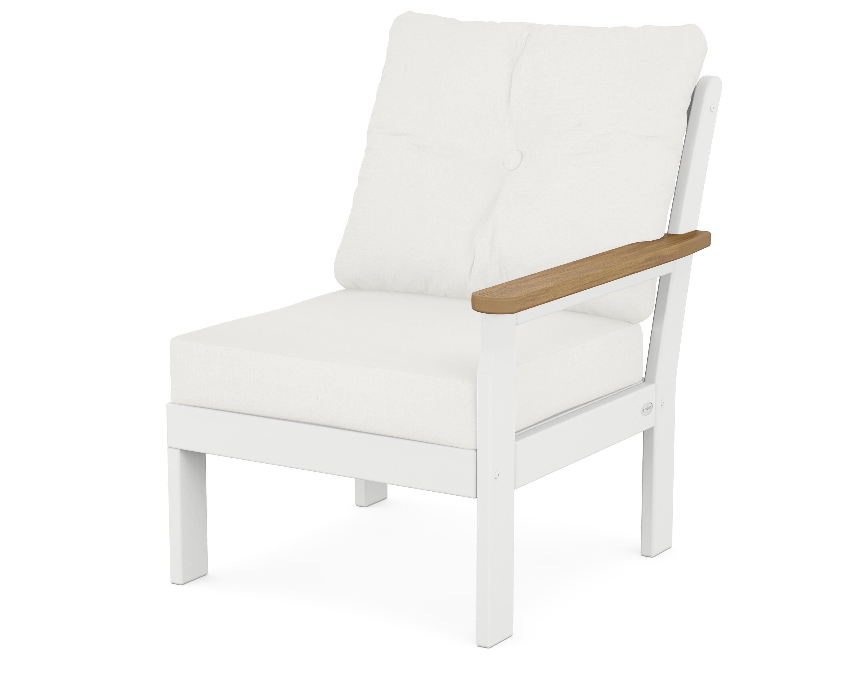 POLYWOOD® Vineyard Modular Right Arm Chair in White / Natural / Natural Linen