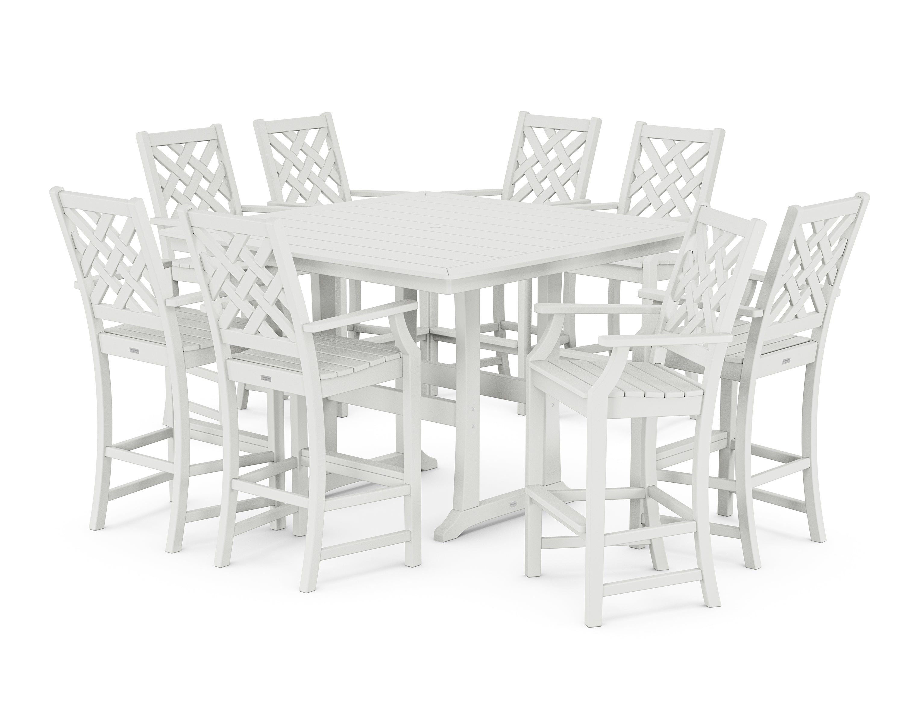 Country Living Wovendale 9-Piece Square Bar Set with Trestle Legs in White
