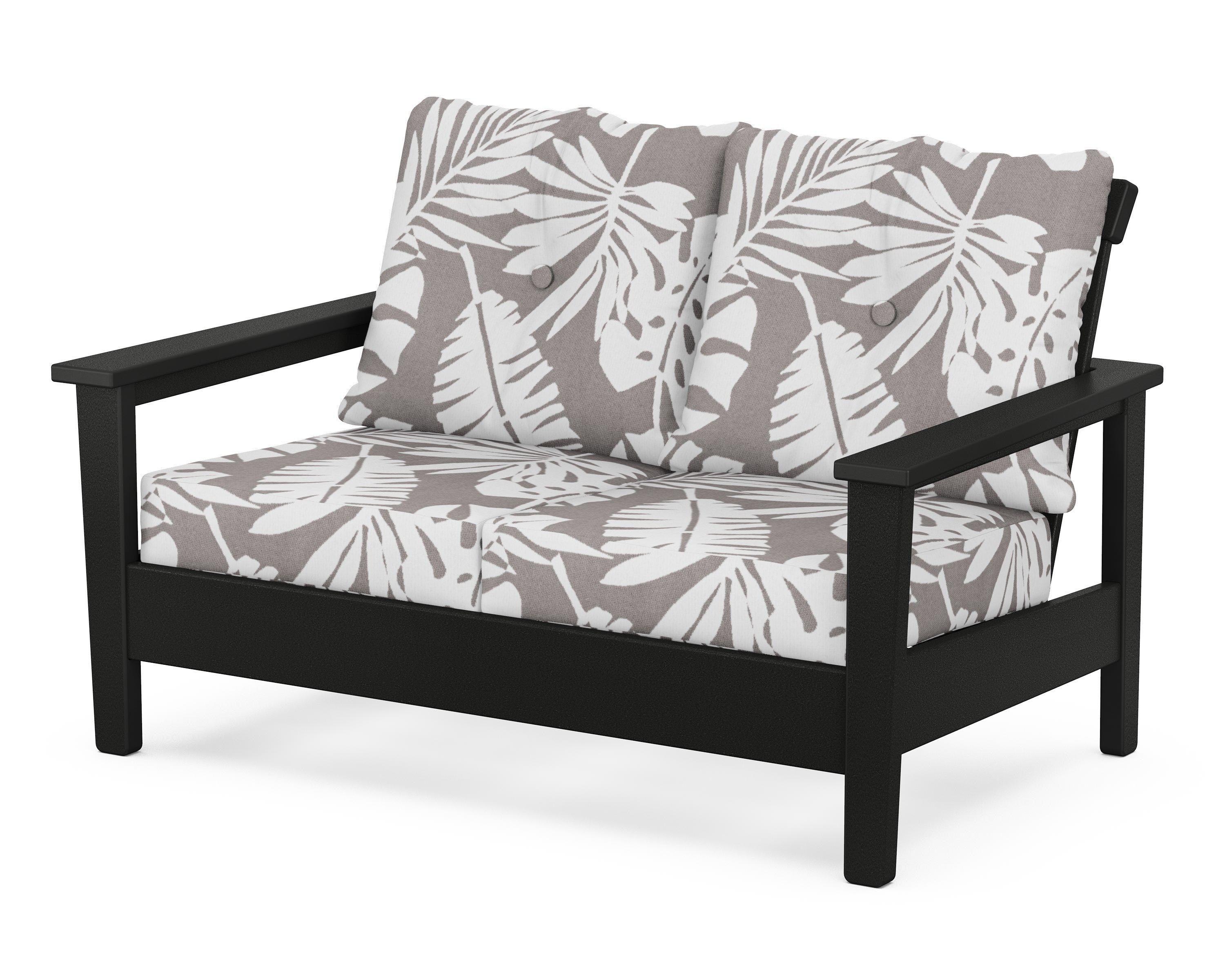 POLYWOOD® Prescott Deep Seating Loveseat in Black / Leaf Grey Mist