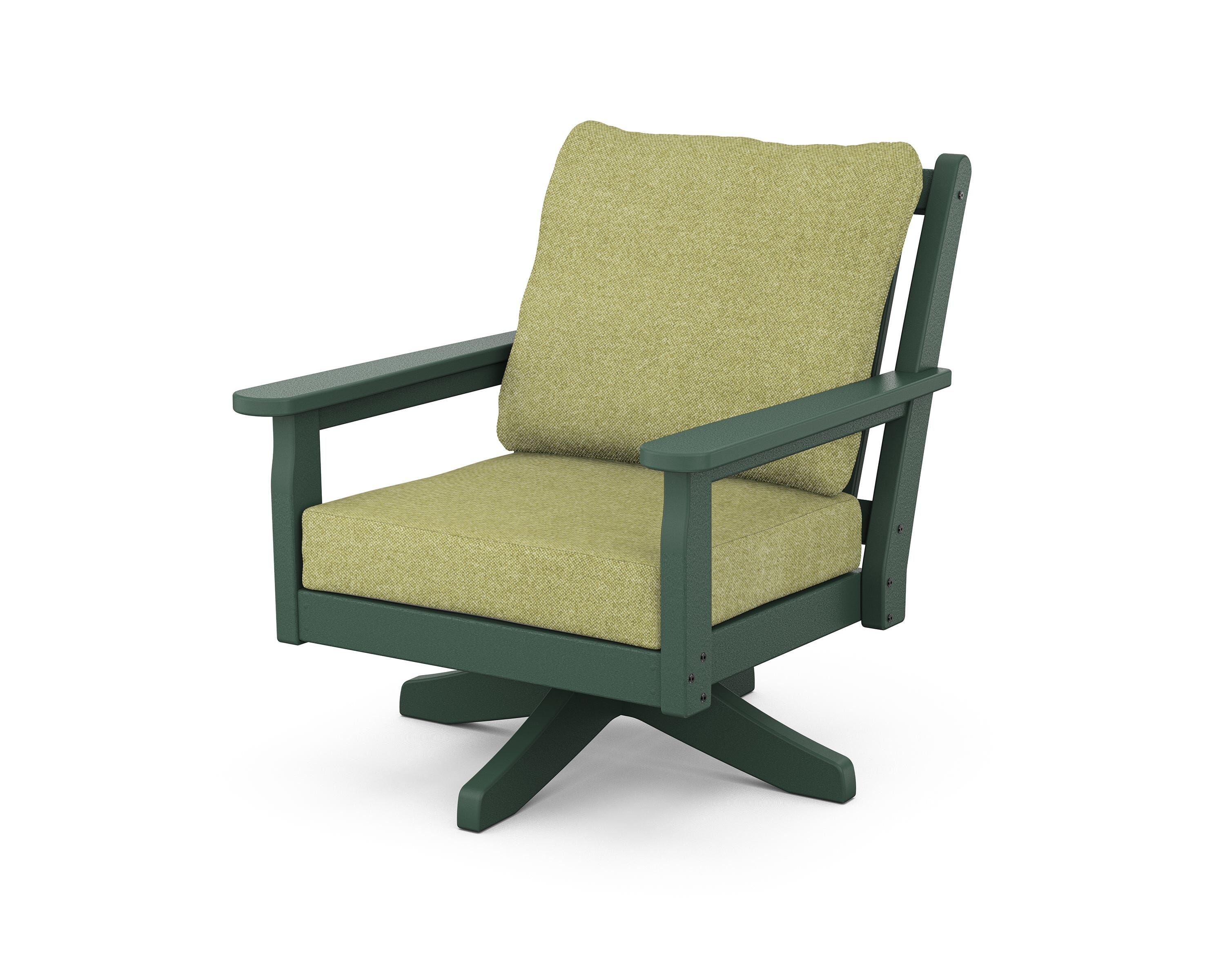 POLYWOOD® Chippendale Deep Seating Swivel Chair in Green / Chartreuse Boucle