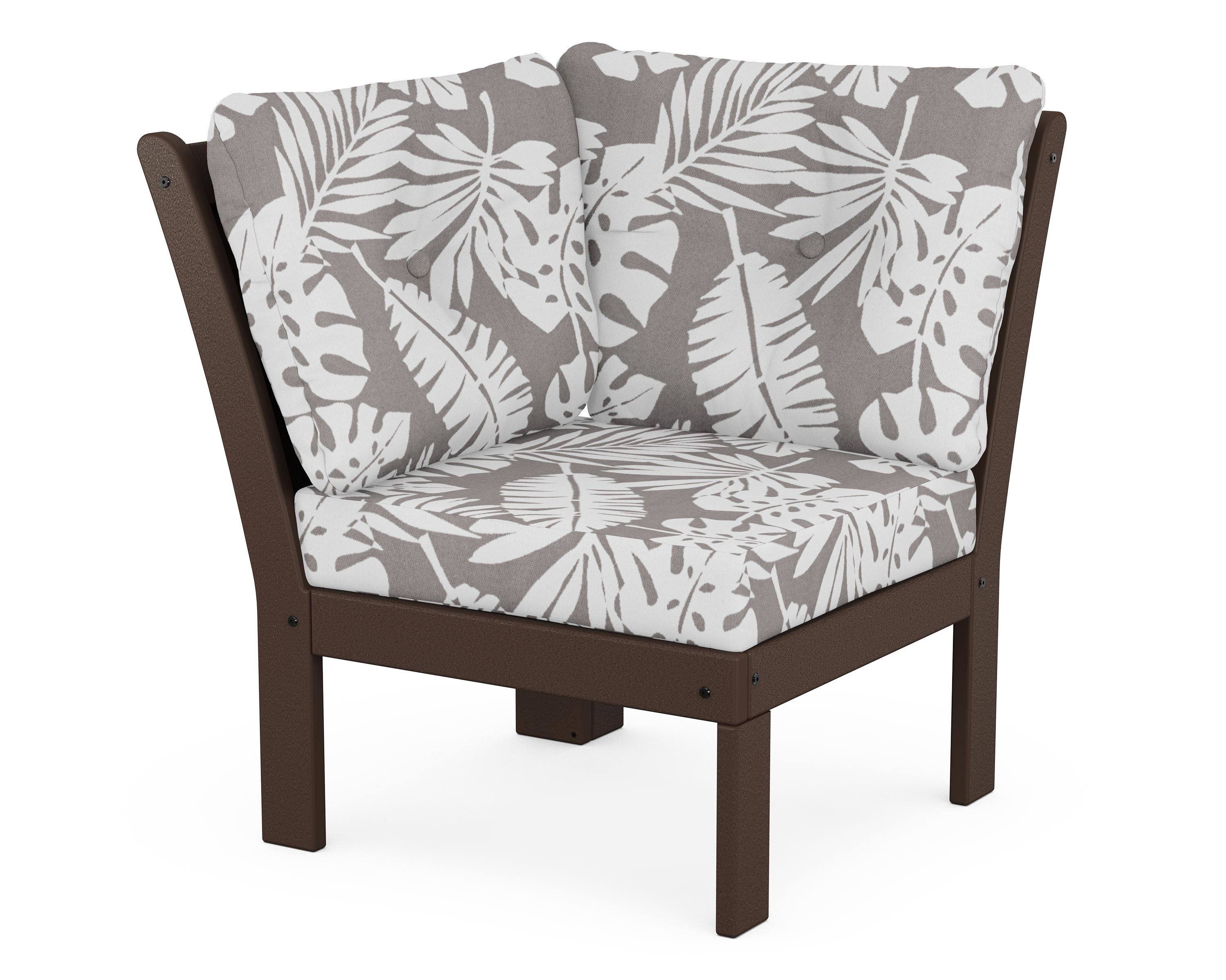 POLYWOOD® Vineyard Modular Corner Chair in Mahogany / Leaf Grey Mist