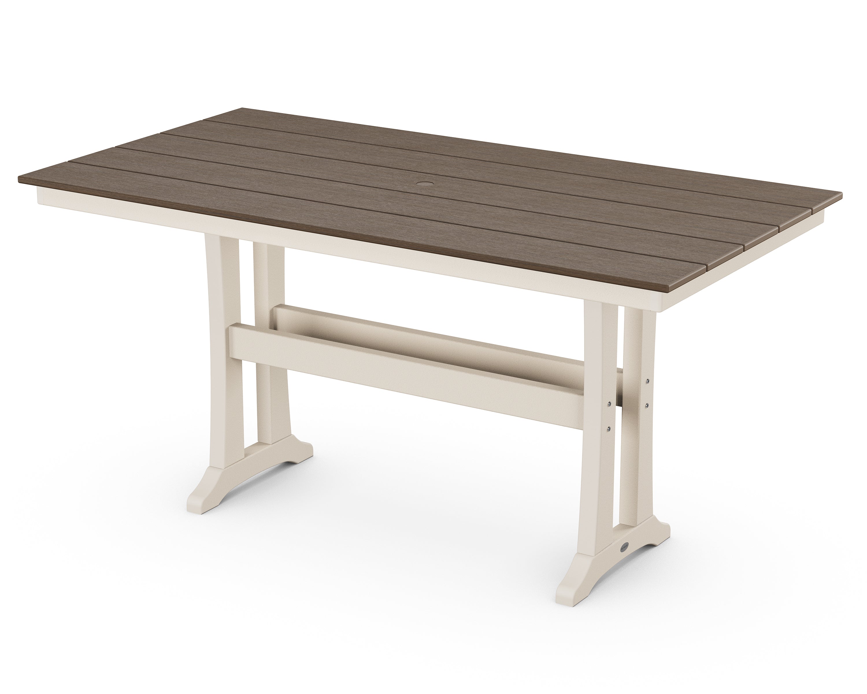 POLYWOOD® Farmhouse Trestle 37" x 72" Counter Table in Sand / Kona