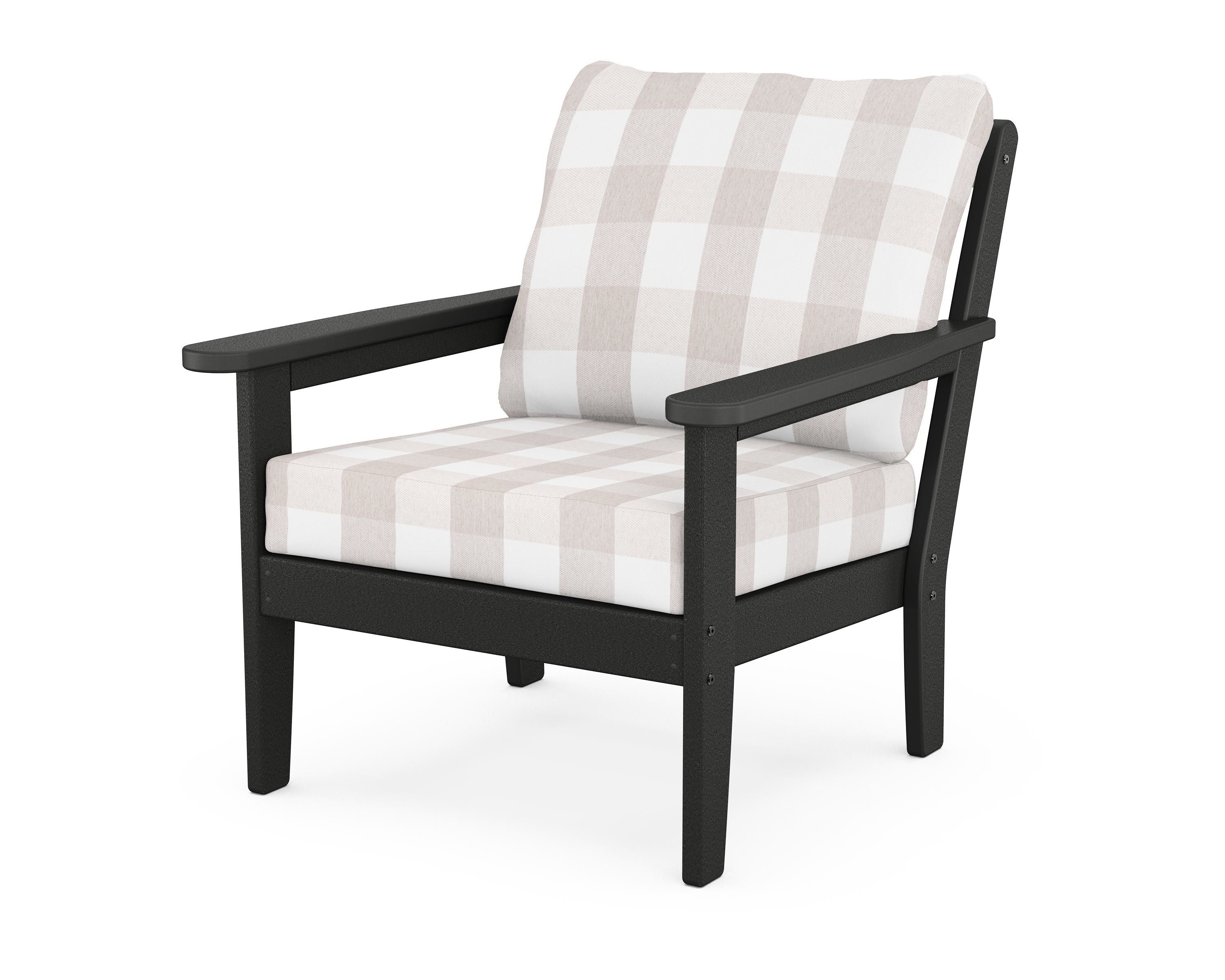 Country Living Cottage Deep Seating Chair in Black / Buffalo Plaid Dune Burlap
