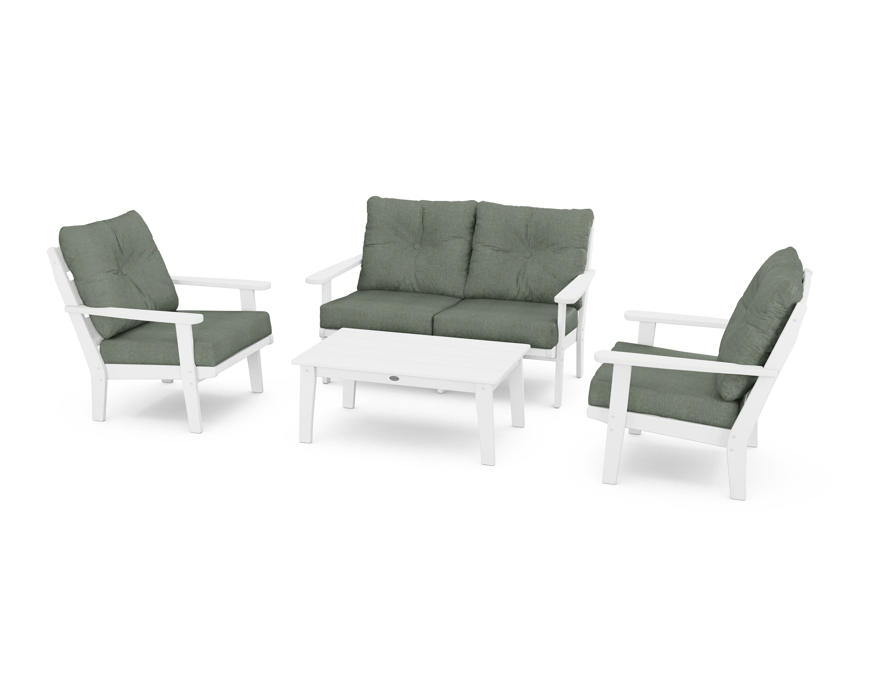 POLYWOOD® Lakeside 4-Piece Deep Seating Set in White / Cast Sage