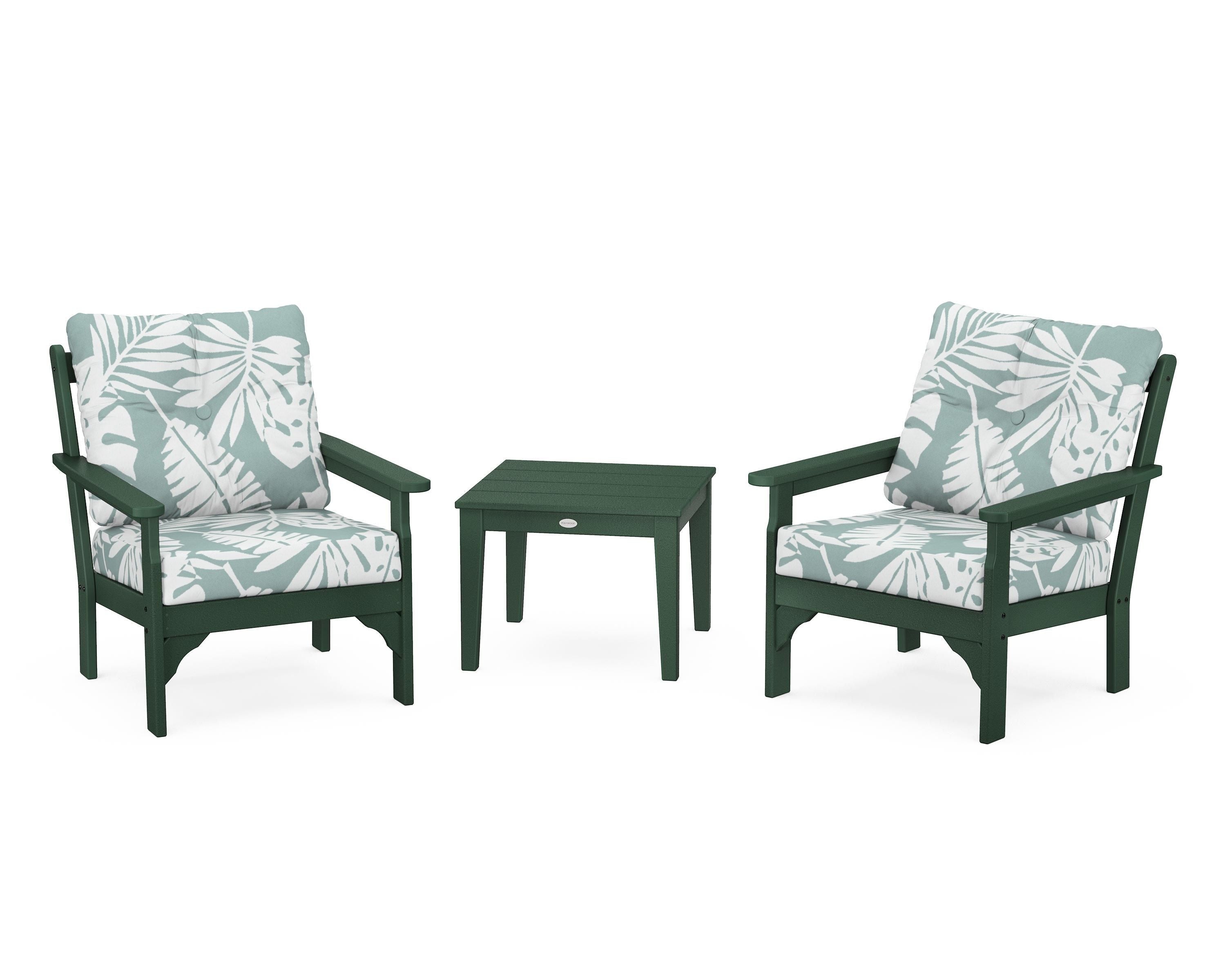 POLYWOOD® Vineyard 3-Piece Deep Seating Set in Green / Leaf Glacier Spa
