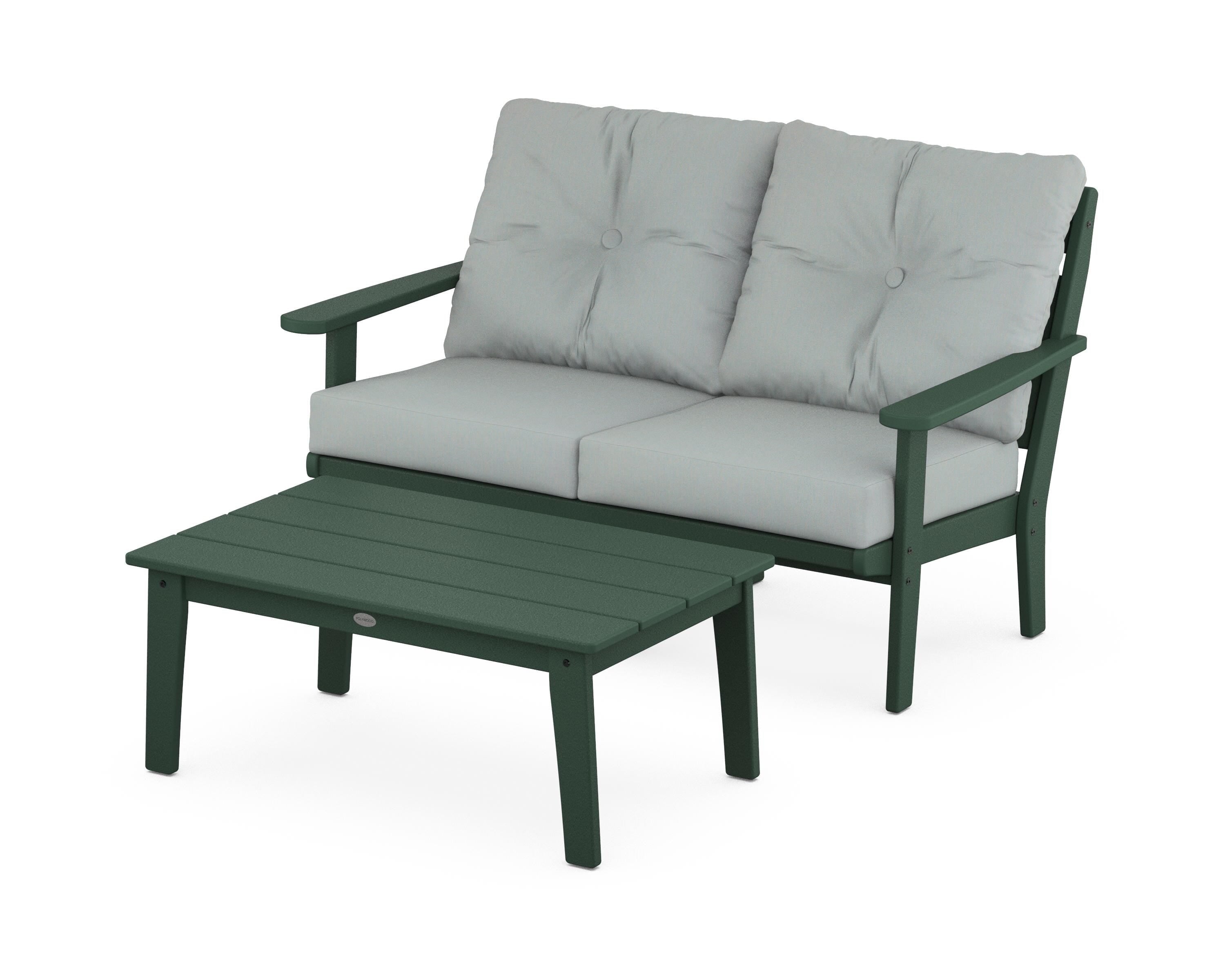 POLYWOOD® Lakeside 2-Piece Lounge Loveseat Set in Green / Spa