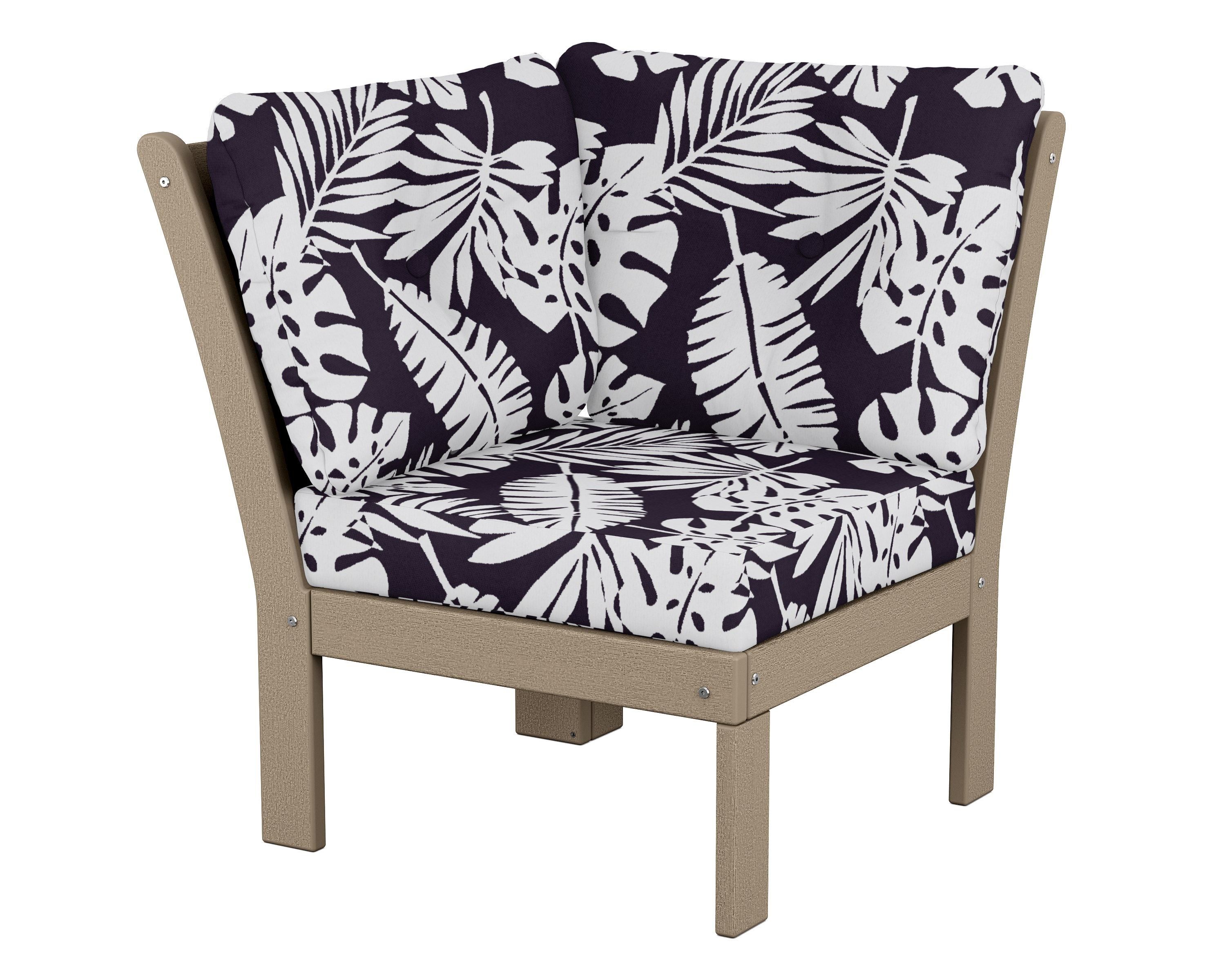 POLYWOOD® Vineyard Modular Corner Chair in Vintage Sahara / Leaf Navy