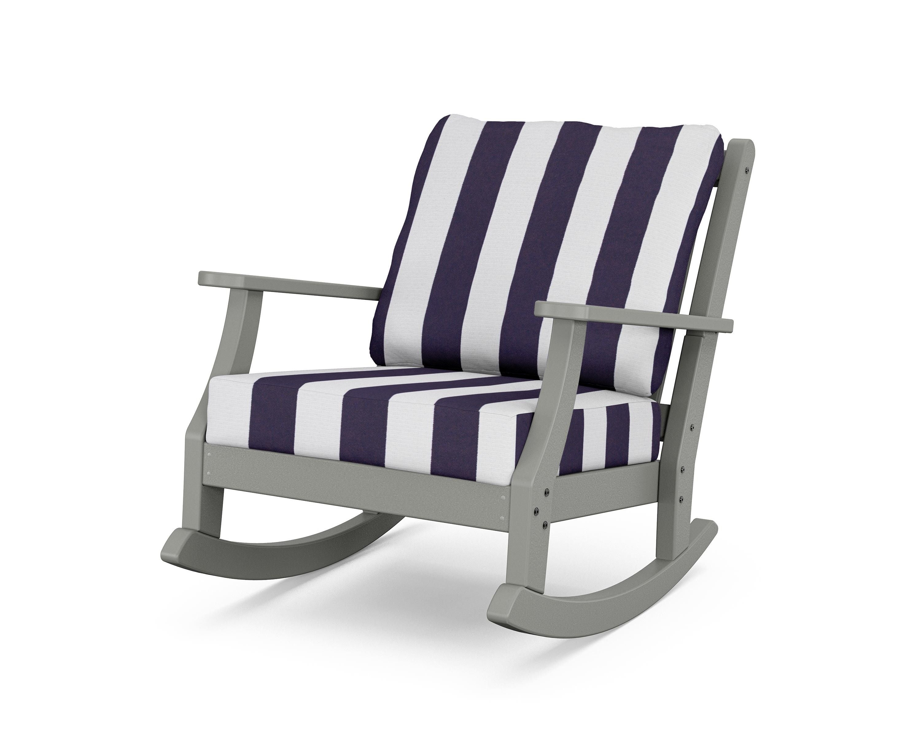 Country Living Wovendale Deep Seating Rocking Chair in Slate Grey / Cabana Stripe Navy