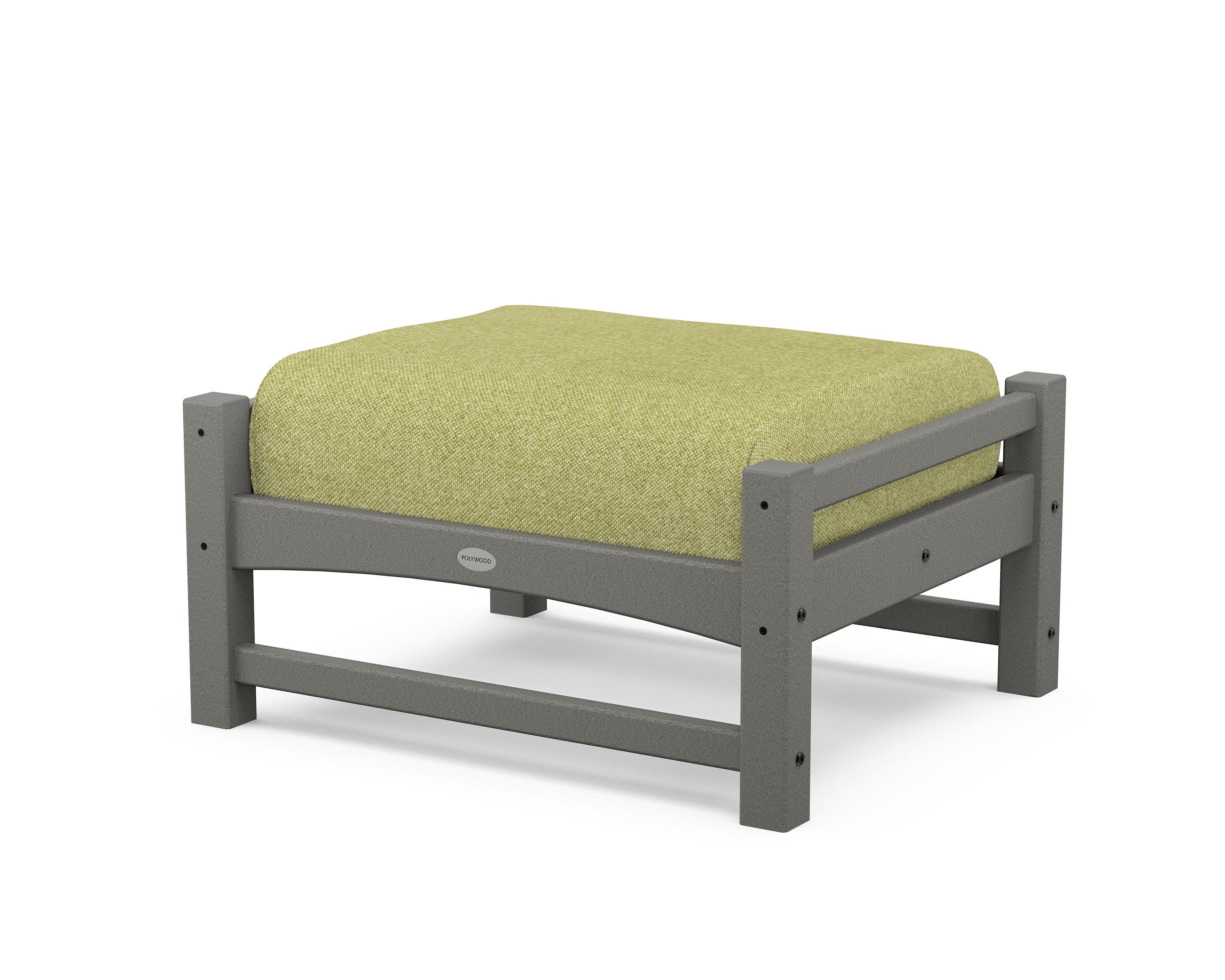 POLYWOOD® Club Ottoman in Slate Grey / Chartreuse Boucle