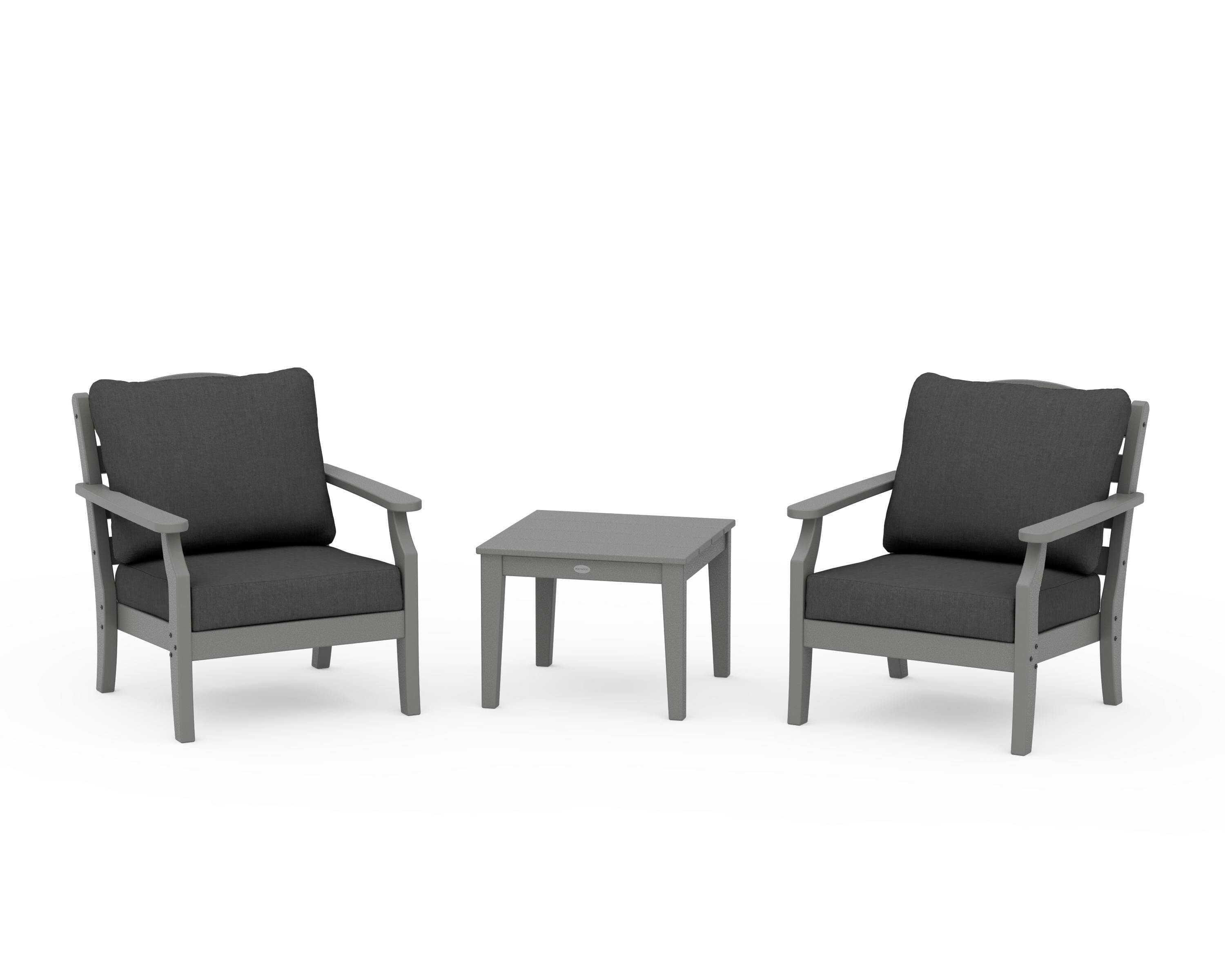 Draper James™ by POLYWOOD® Savannah 3-Piece Deep Seating Set in Slate Grey / Spectrum Carbon