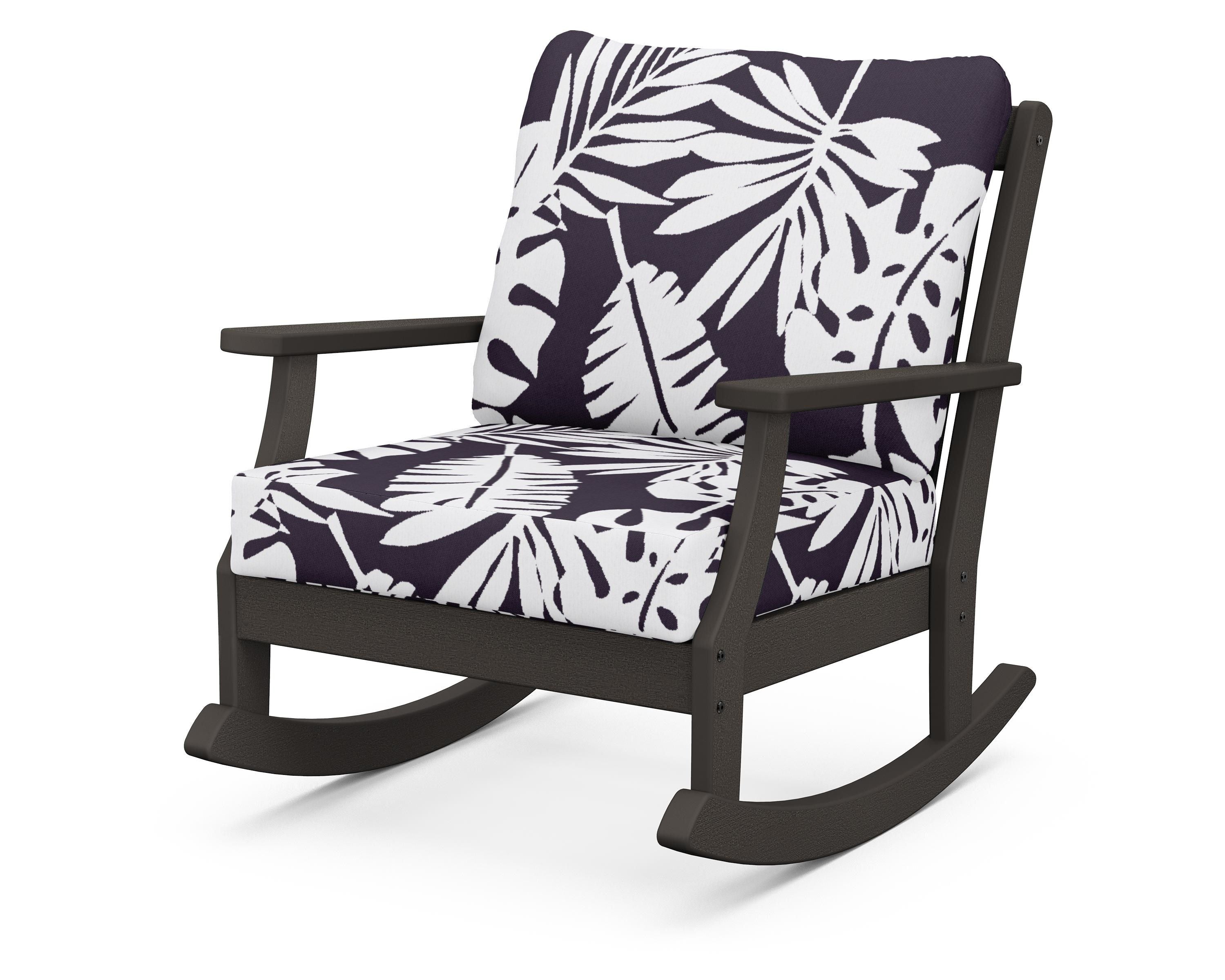 POLYWOOD® Braxton Deep Seating Rocking Chair in Vintage Coffee / Leaf Navy