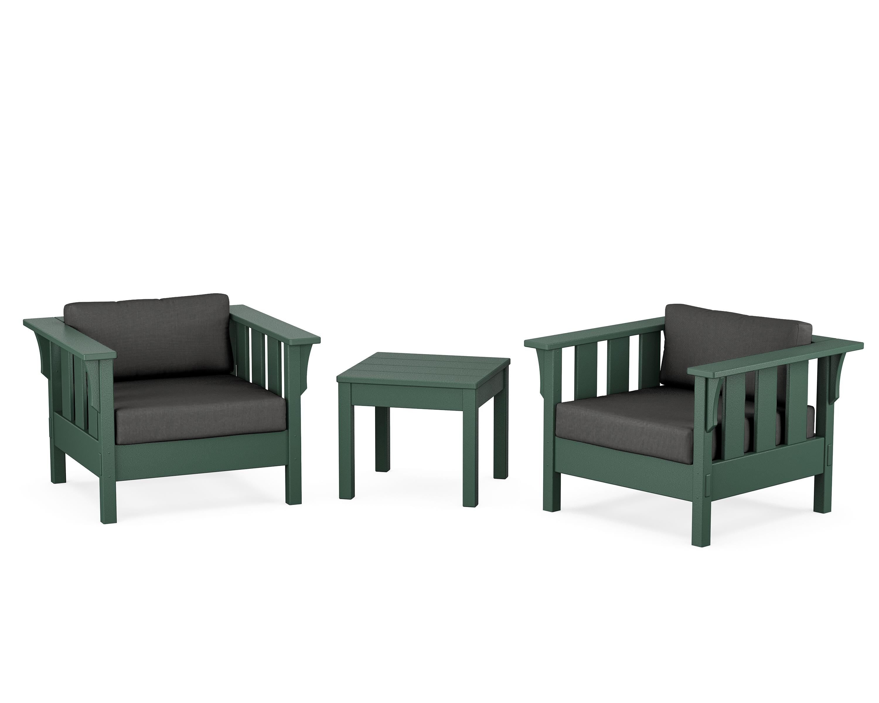 Martha Stewart by POLYWOOD® Acadia 3-Piece Deep Seating Set in Green / Spectrum Carbon