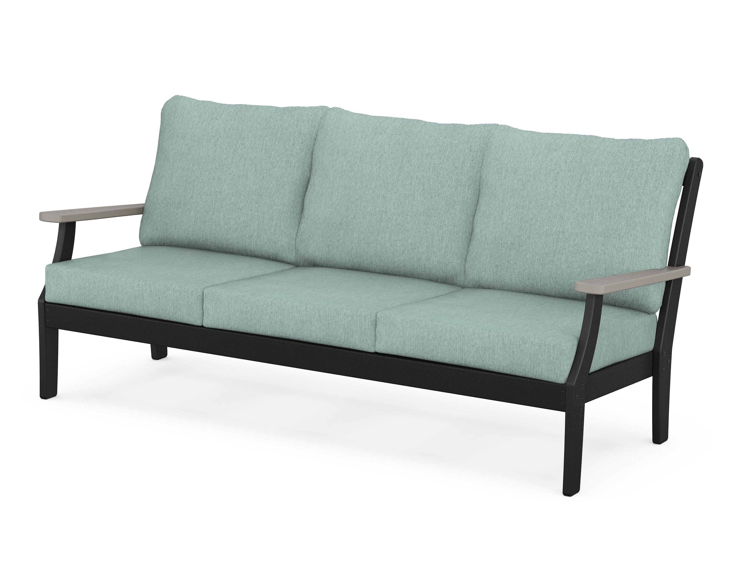POLYWOOD® Braxton Deep Seating Sofa in Black / Driftwood / Glacier Spa