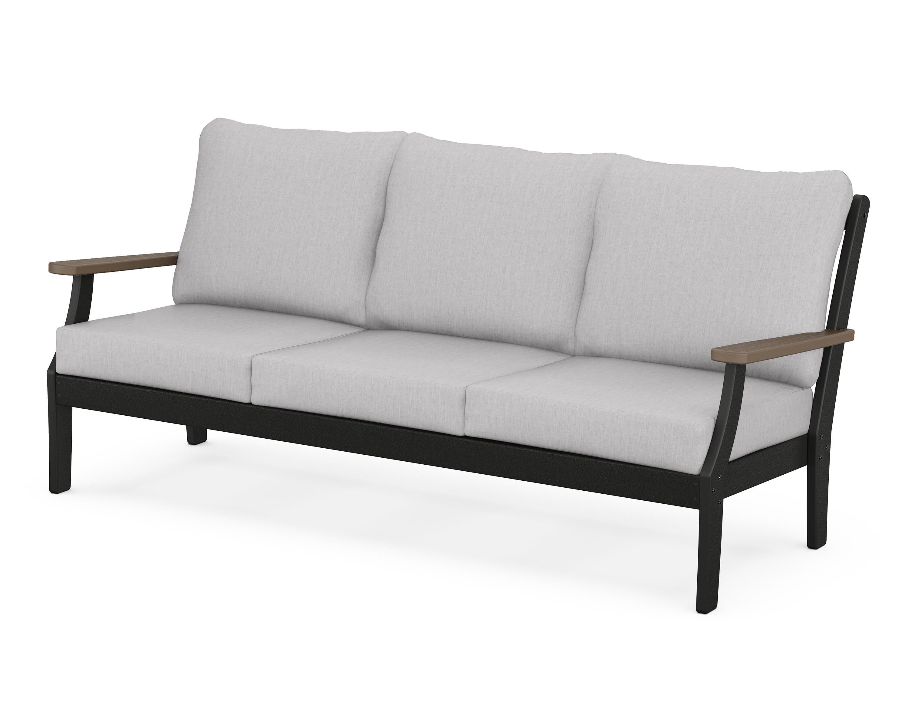 POLYWOOD® Braxton Deep Seating Sofa in Black / Kona / Granite
