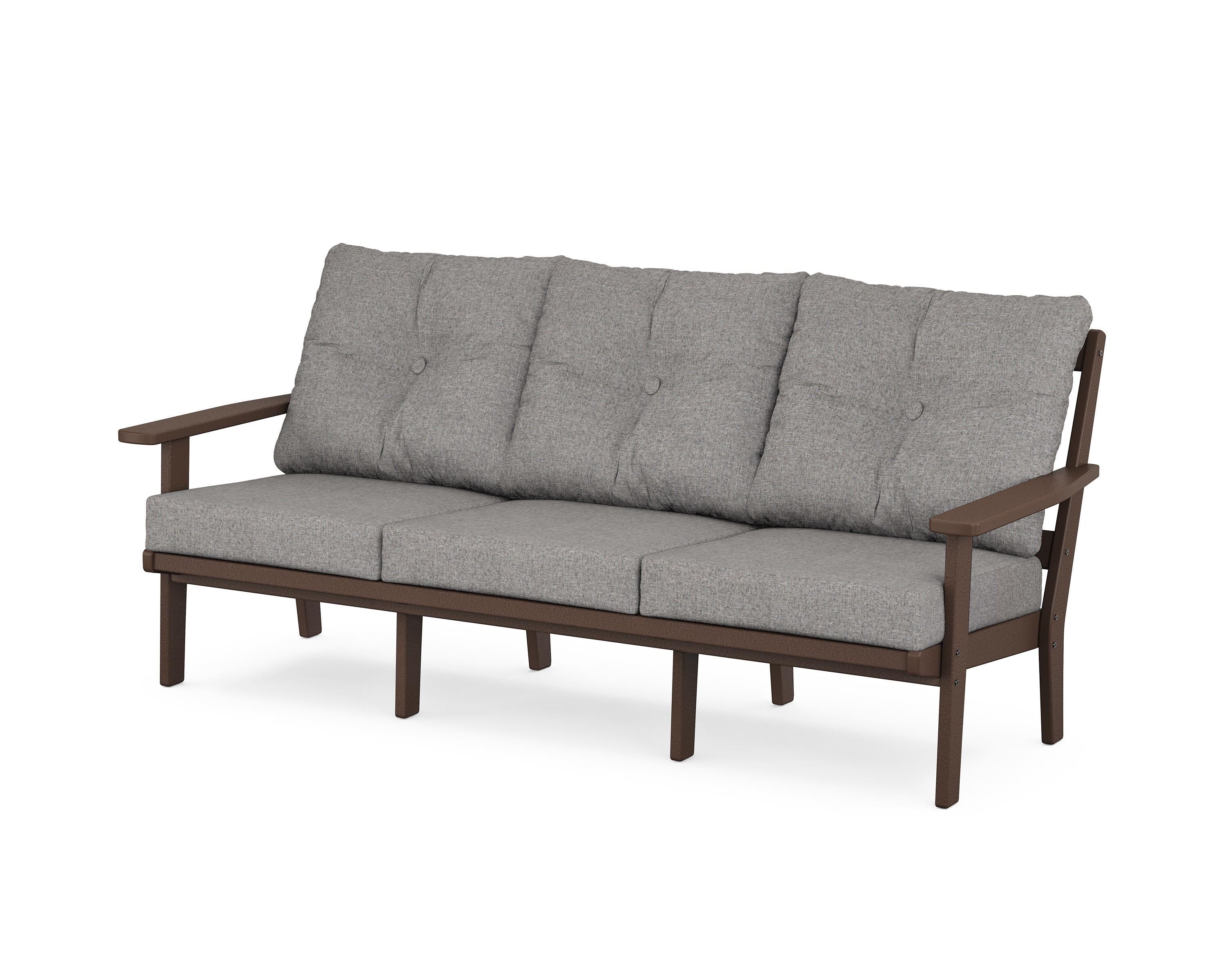 POLYWOOD® Prairie Deep Seating Sofa in Mahogany / Grey Mist