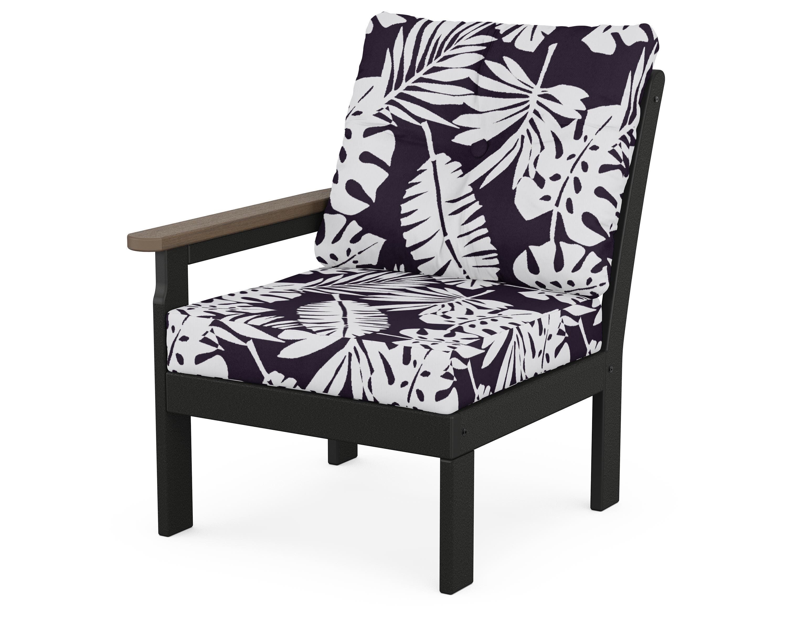 POLYWOOD® Vineyard Modular Left Arm Chair in Black / Kona / Leaf Navy