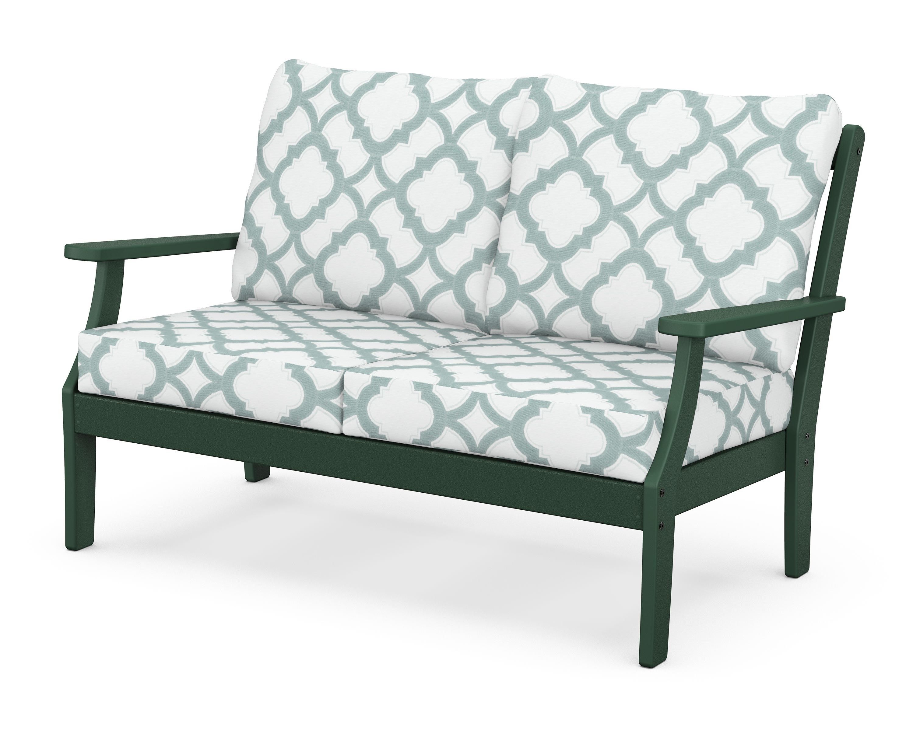 POLYWOOD® Braxton Deep Seating Loveseat in Green / Trellis Glacier Spa