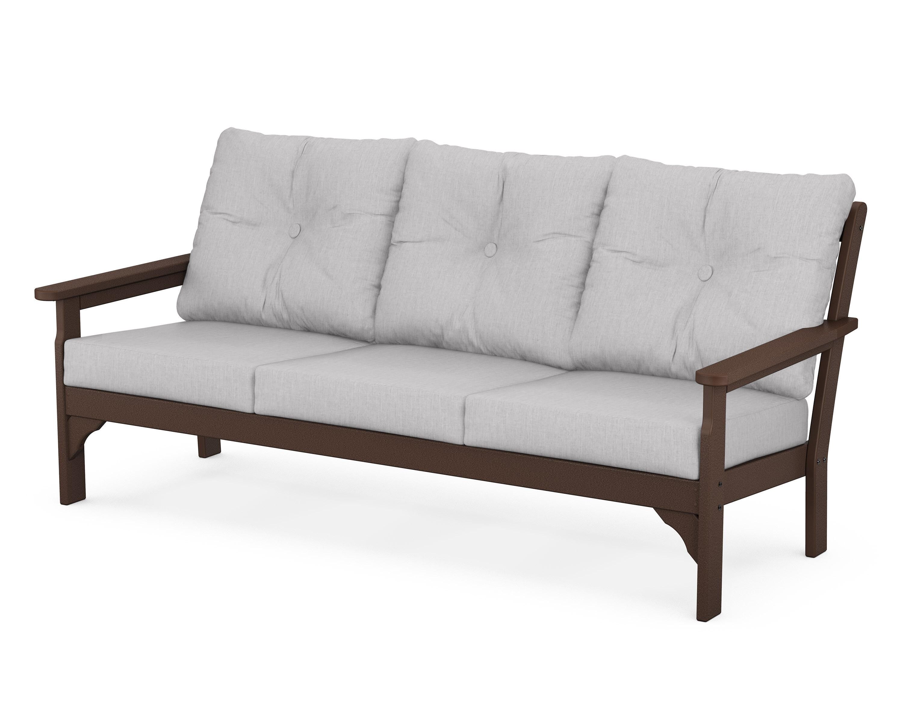 POLYWOOD® Vineyard Deep Seating Sofa in Mahogany / Granite