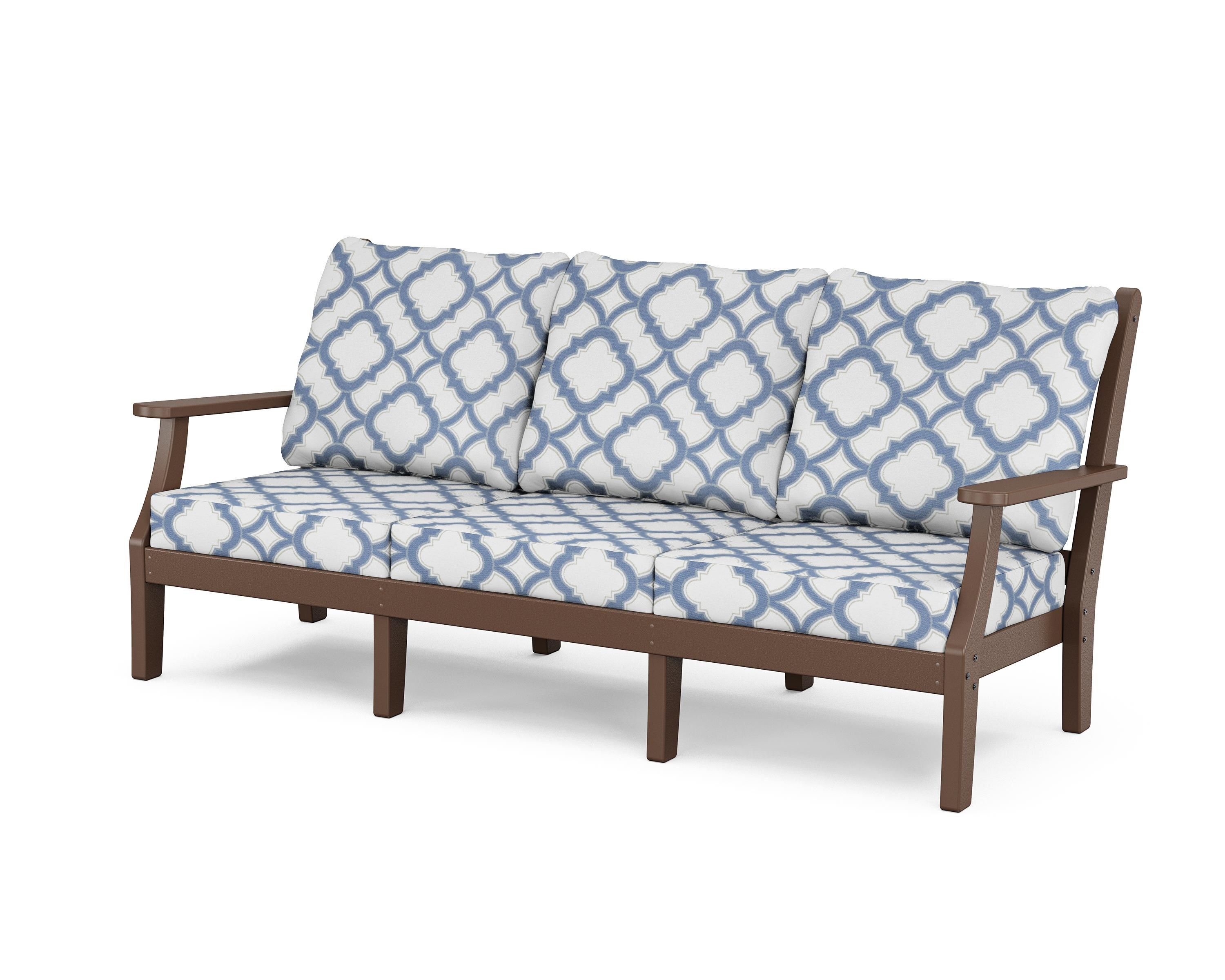 Country Living Wovendale Deep Seating Sofa in Mahogany / Trellis Sky Blue