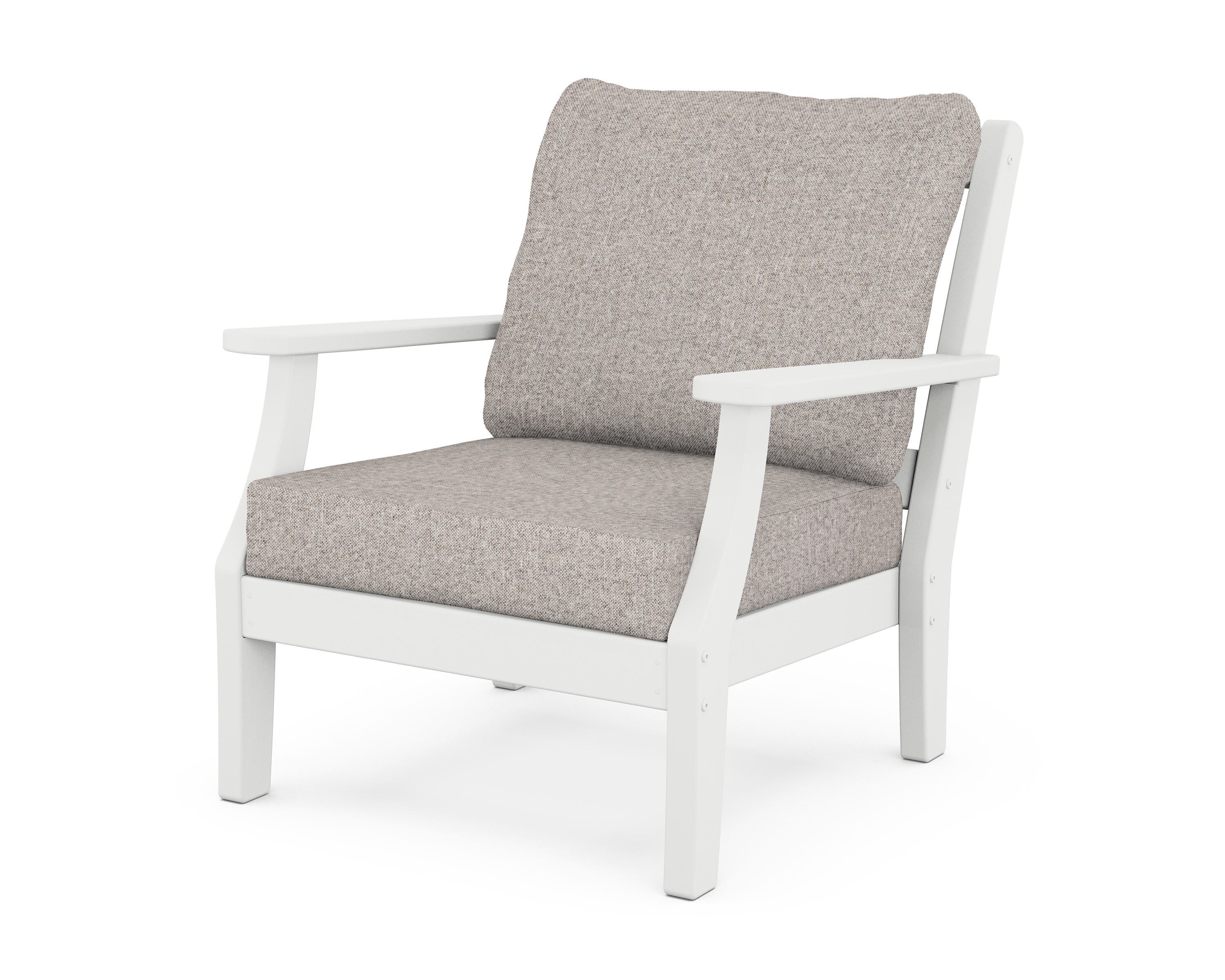 Martha Stewart by POLYWOOD® Chinoiserie Deep Seating Chair in White / Weathered Tweed