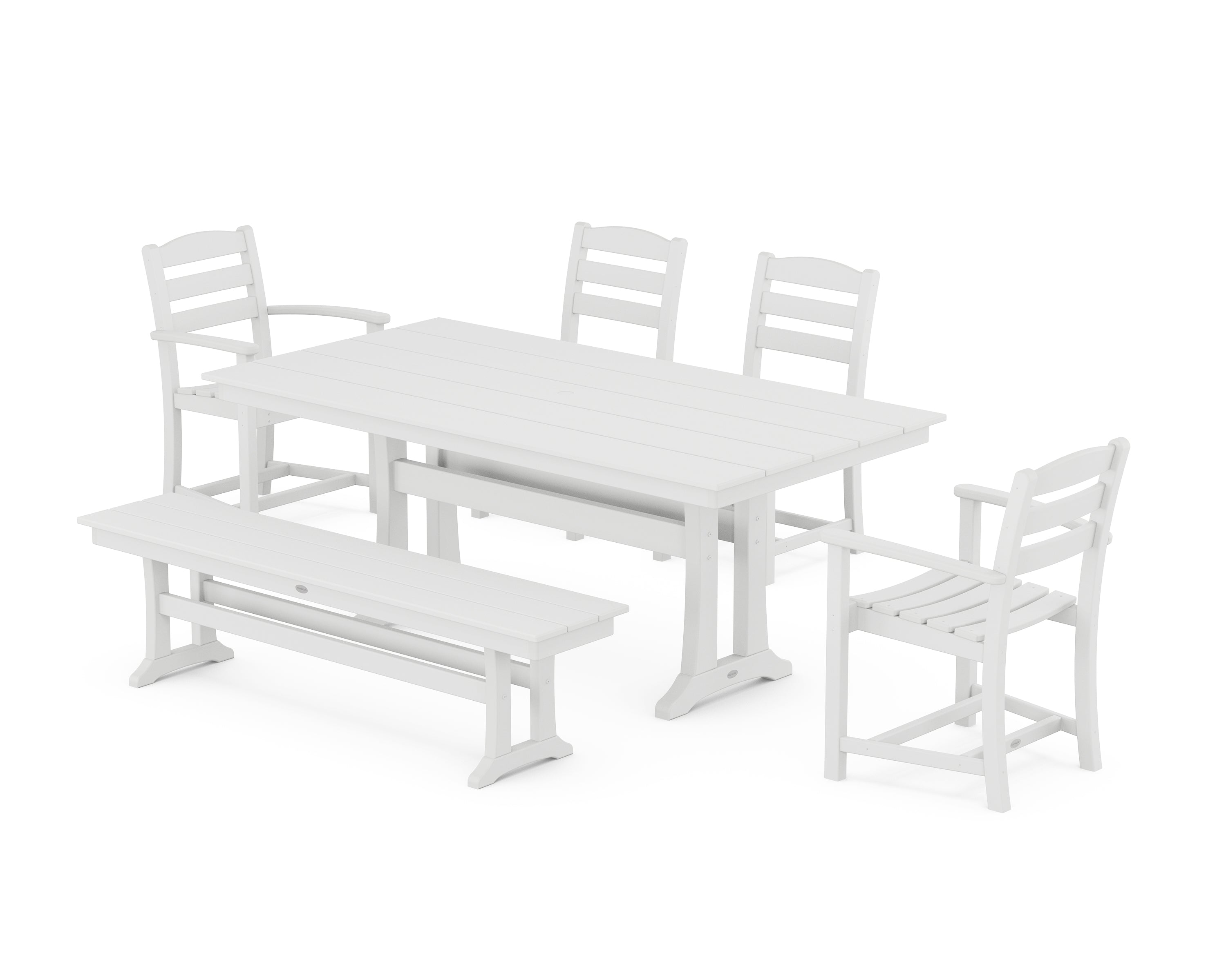 POLYWOOD® La Casa Cafe 6-Piece Farmhouse Dining Set With Trestle Legs in White
