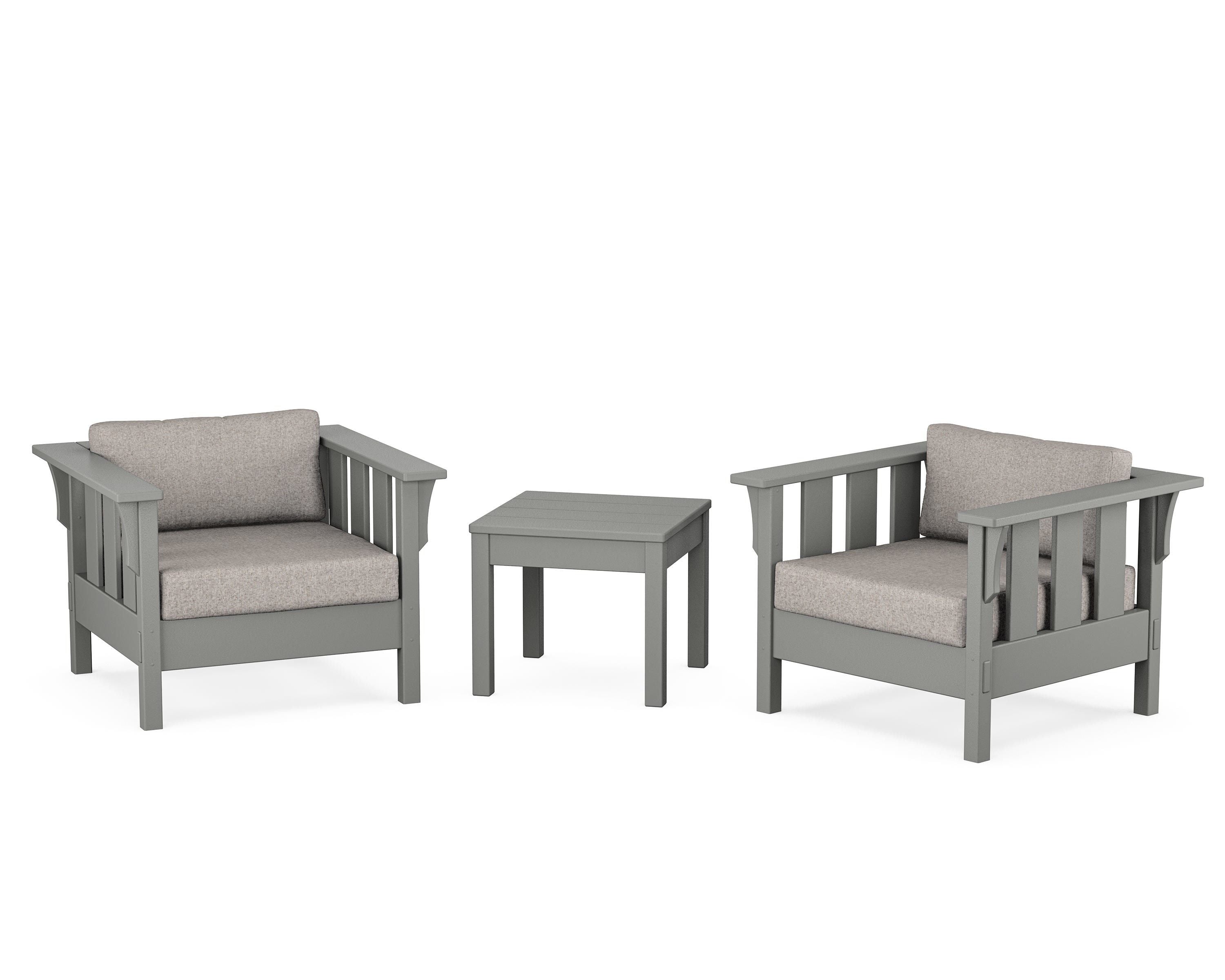 Martha Stewart by POLYWOOD® Acadia 3-Piece Deep Seating Set in Slate Grey / Weathered Tweed