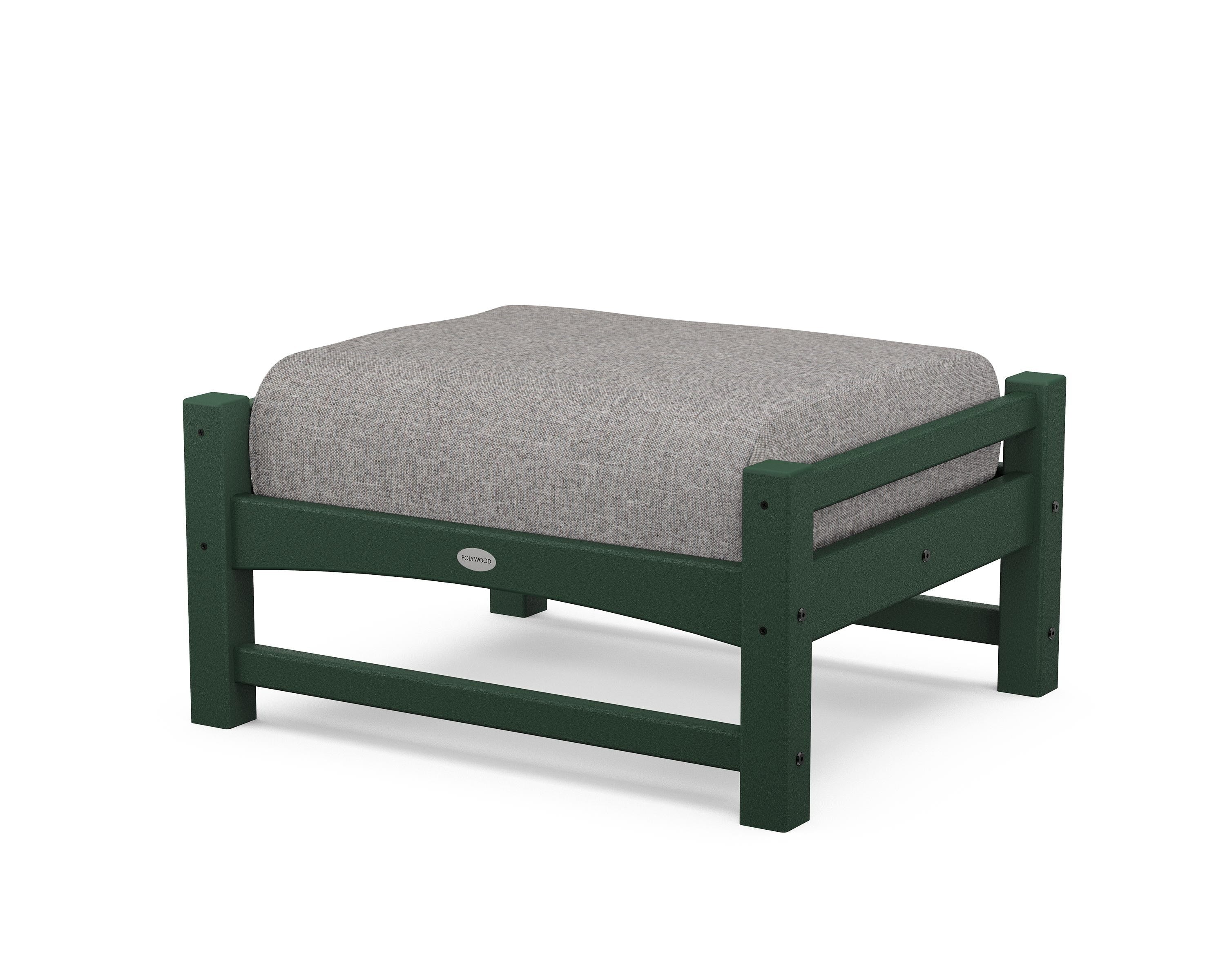 POLYWOOD® Club Ottoman in Green / Grey Mist
