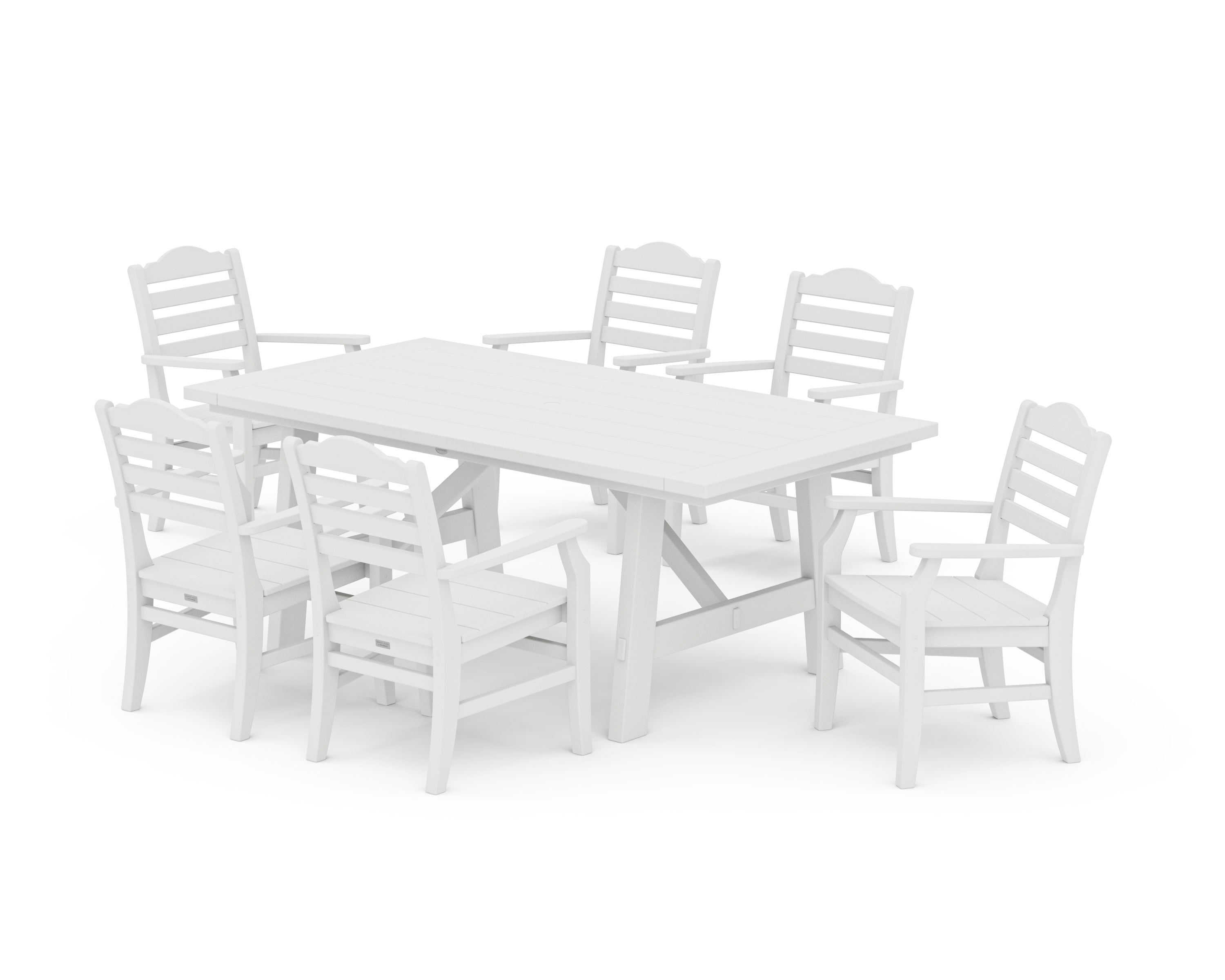 POLYWOOD® Savannah Arm Chair 7-Piece Rustic Farmhouse Dining Set in White