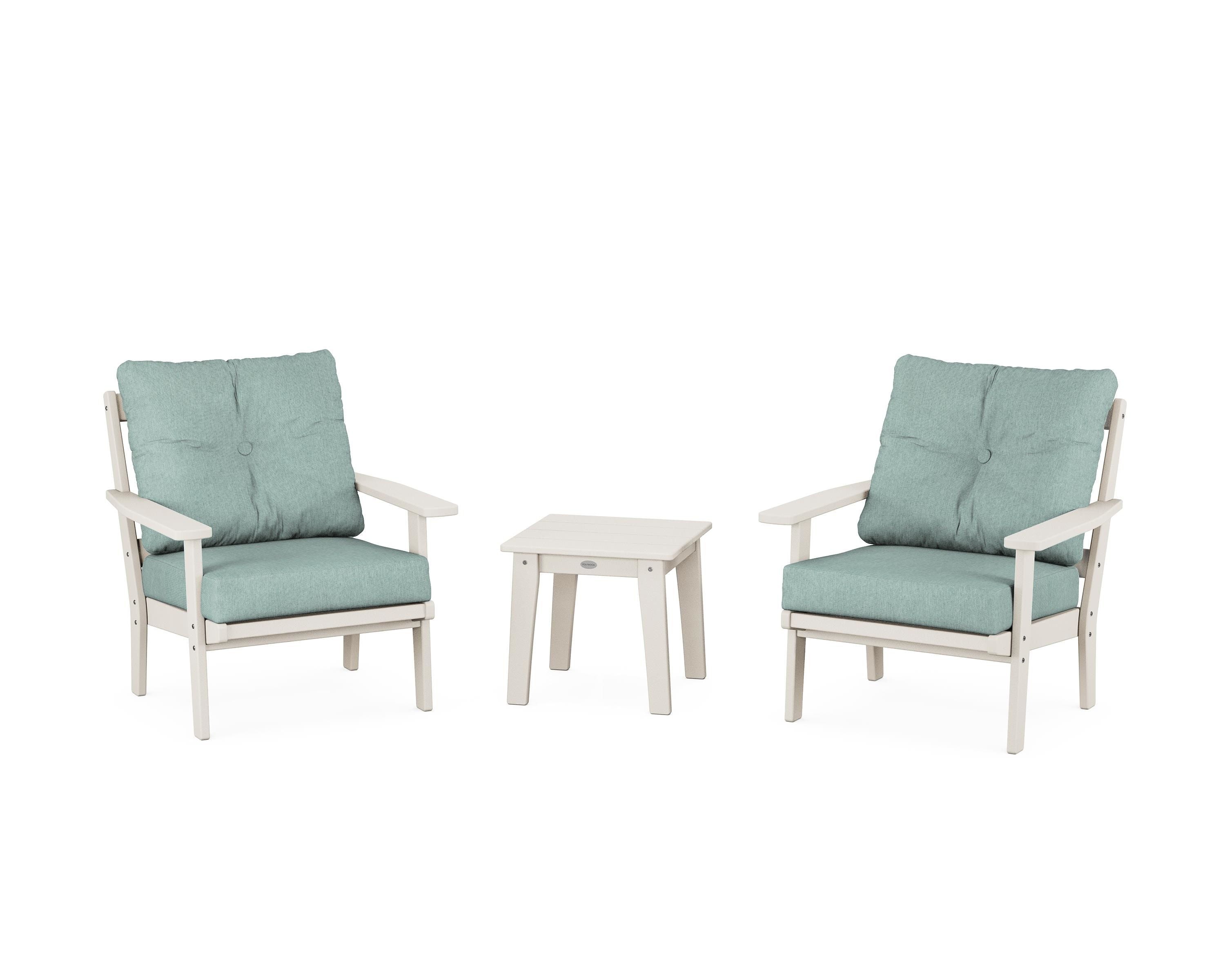 POLYWOOD® Oxford 3-Piece Deep Seating Set in Sand / Glacier Spa