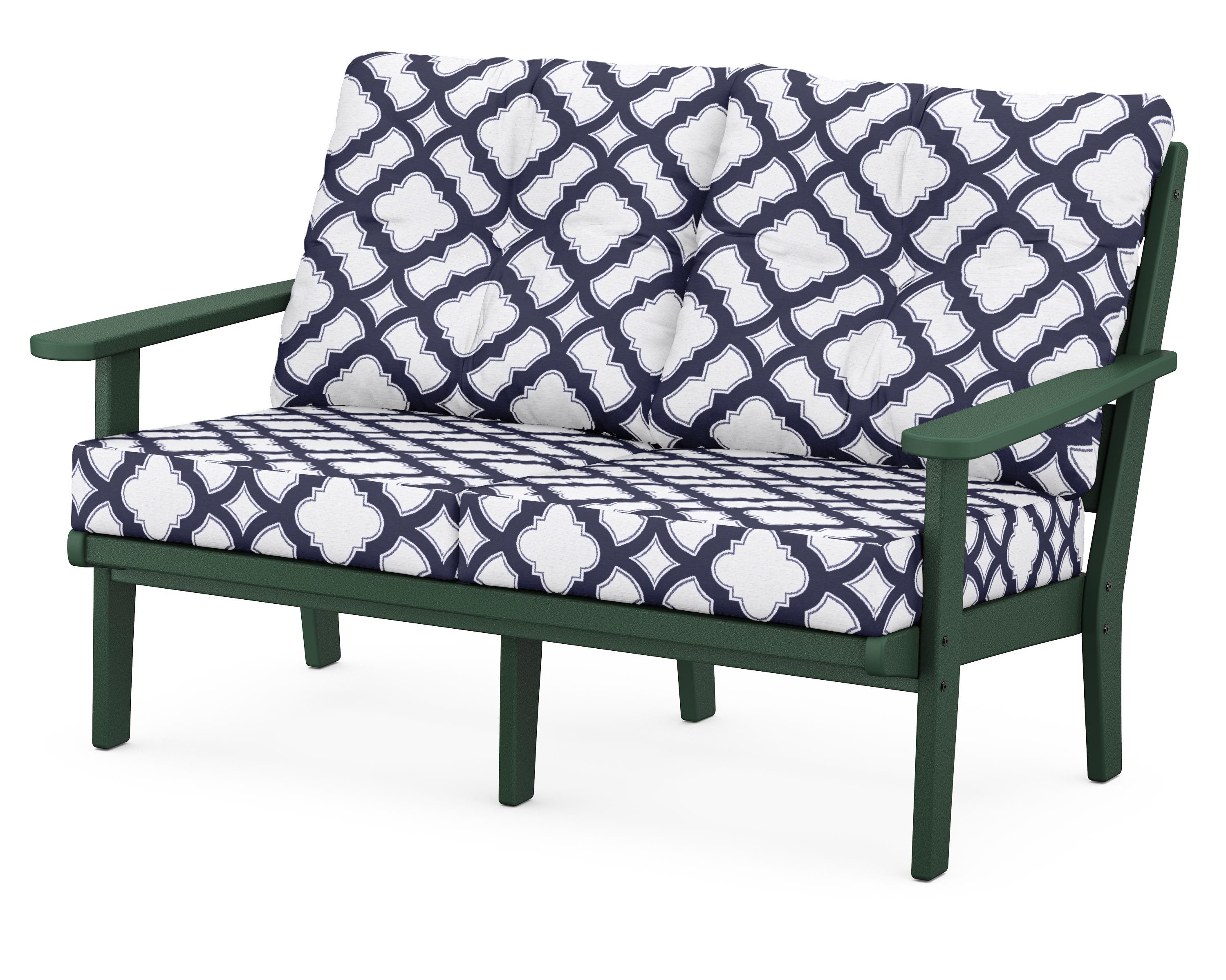 POLYWOOD® Lakeside Deep Seating Loveseat in Green / Trellis Navy