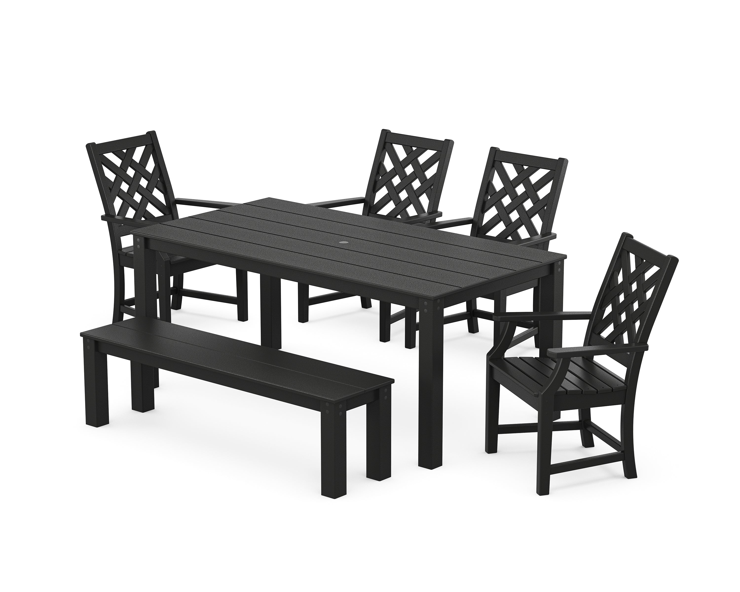 Country Living Wovendale 6-Piece Parsons Dining Set with Bench in Black