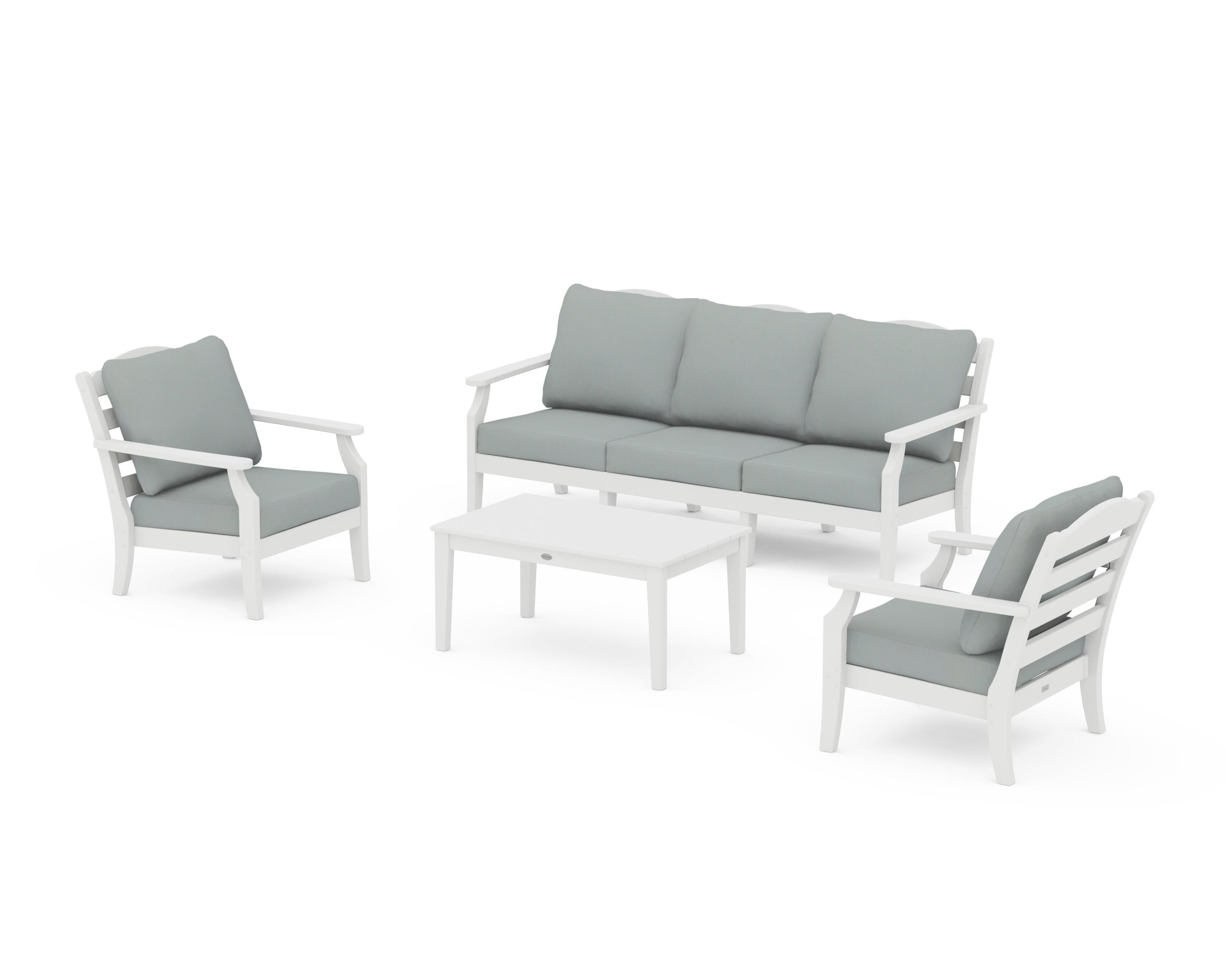 Draper James™ by POLYWOOD® Savannah 4-Piece Deep Seating Set with Sofa in White / Spa