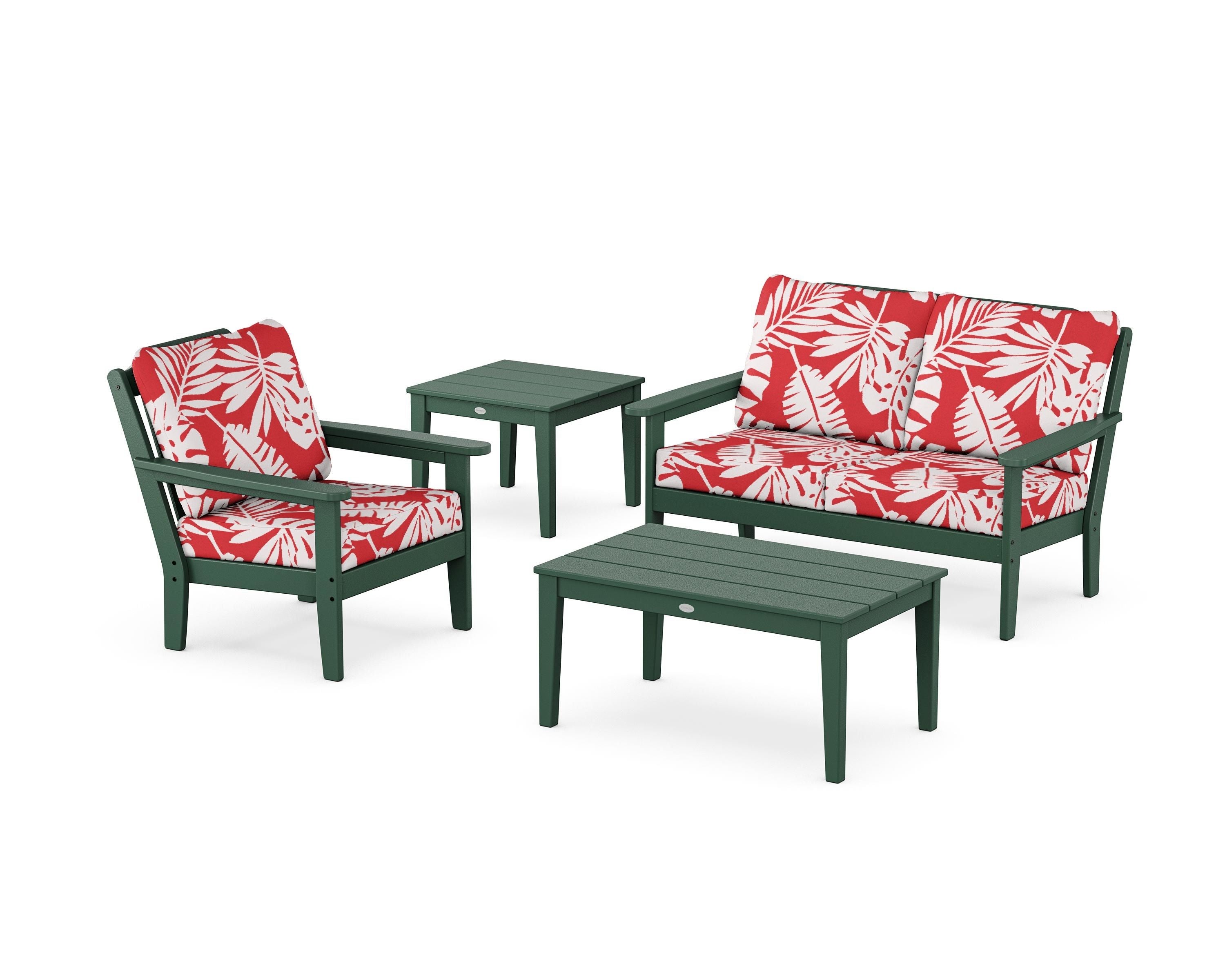 Country Living Wovendale 4-Piece Deep Seating Set in Green / Leaf Crimson