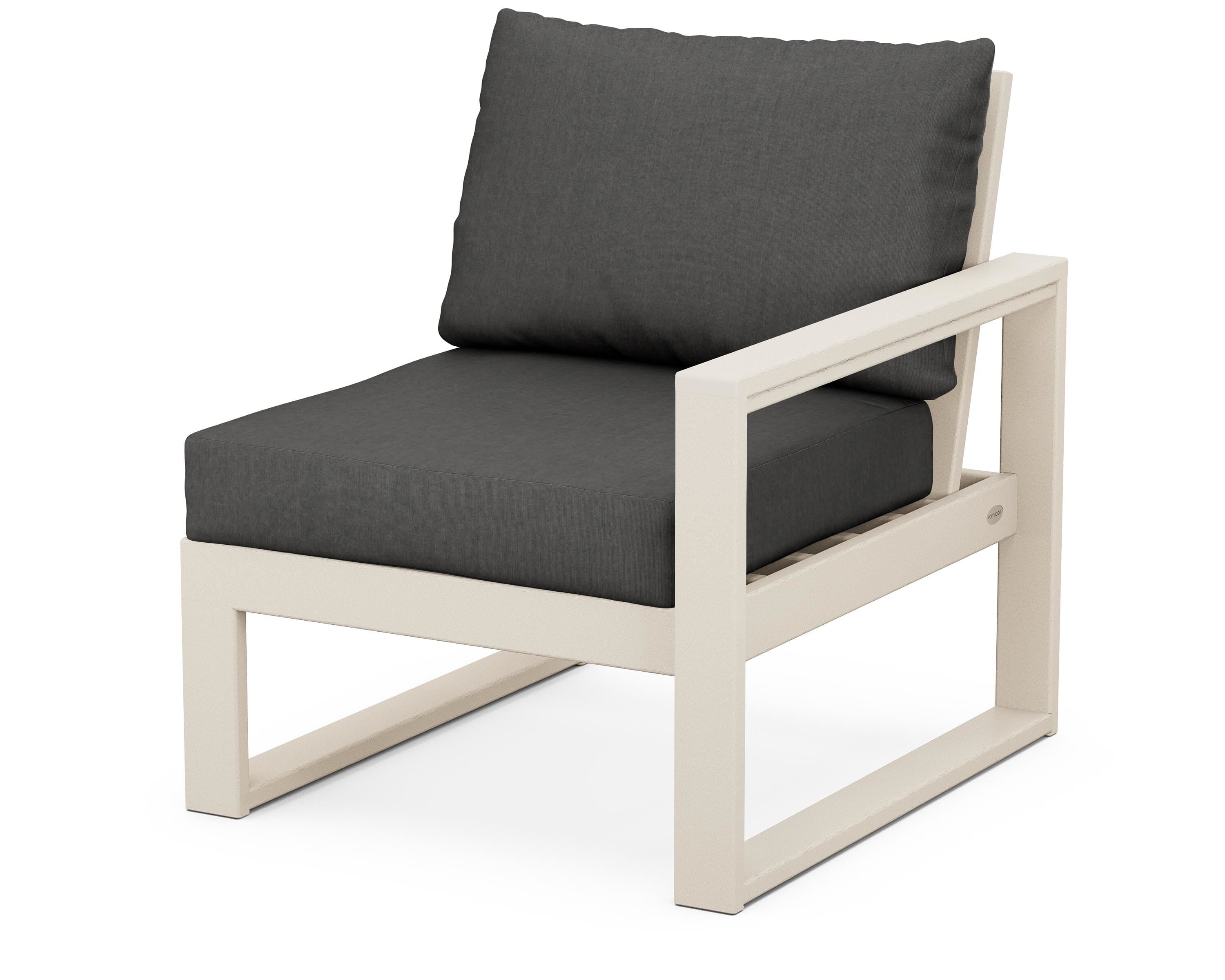 POLYWOOD® EDGE Modular Right Arm Chair in Sand / Spectrum Carbon