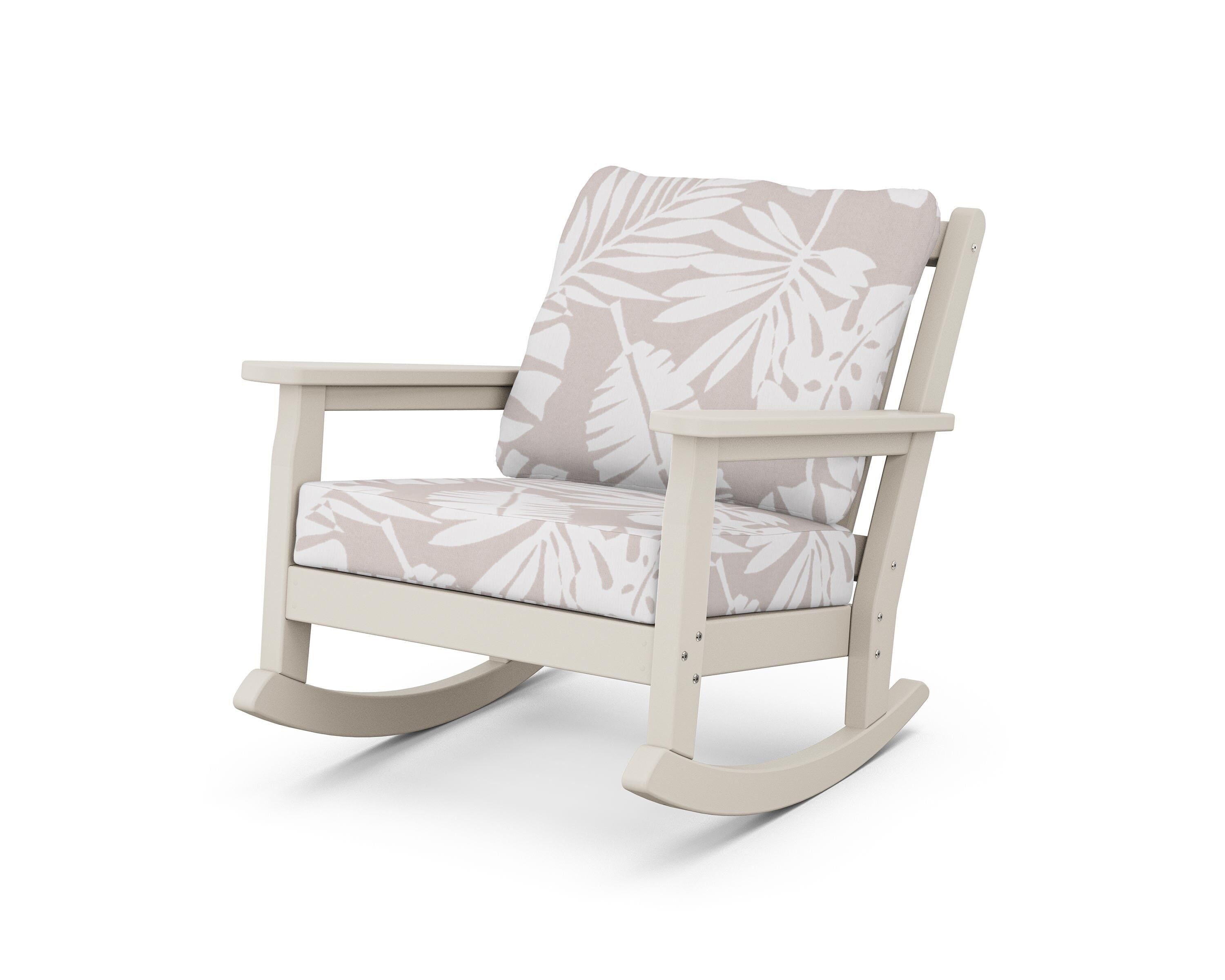 POLYWOOD® Chippendale Deep Seating Rocking Chair in Sand / Leaf Dune Burlap