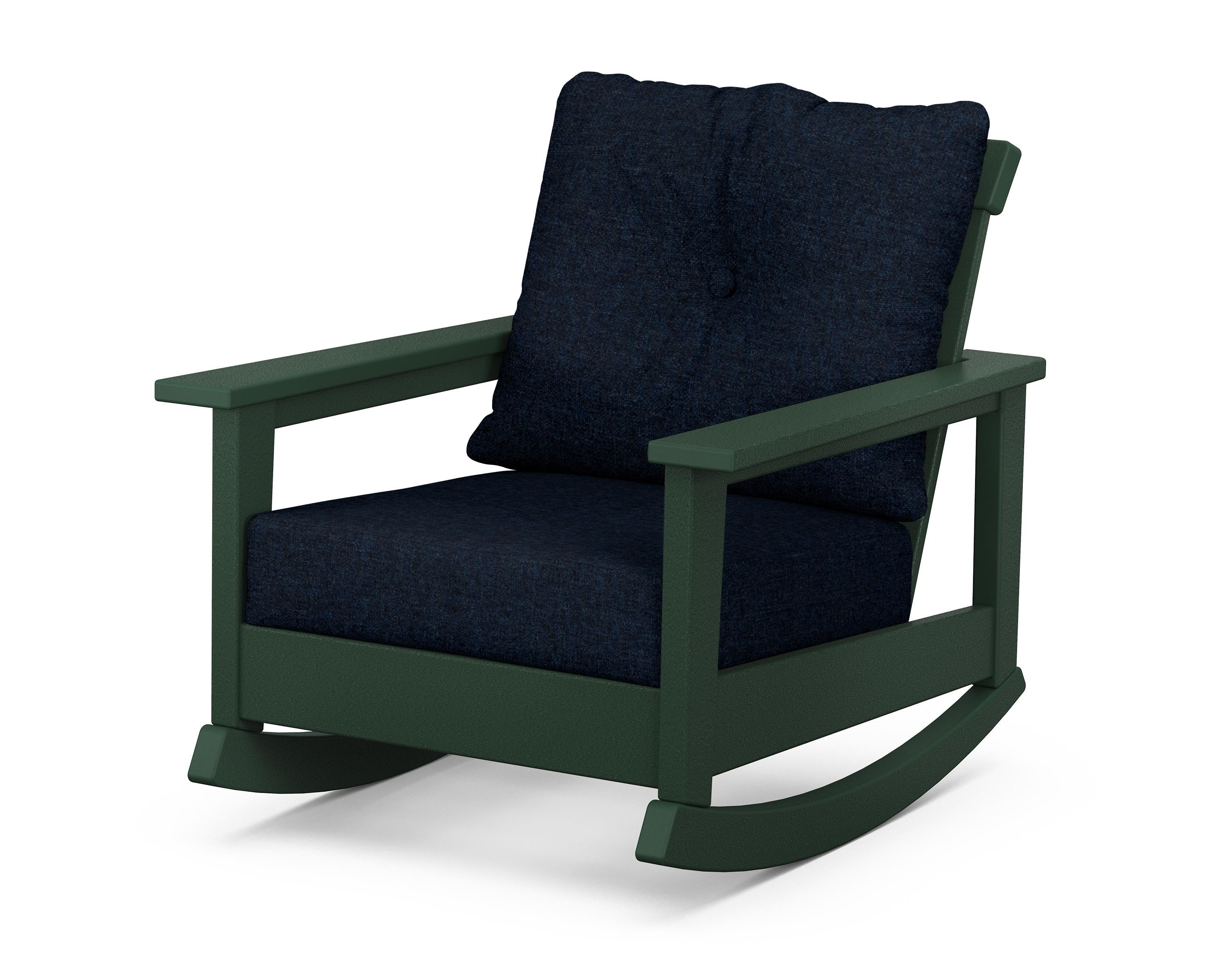 POLYWOOD® Prescott Deep Seating Rocking Chair in Green / Marine Indigo