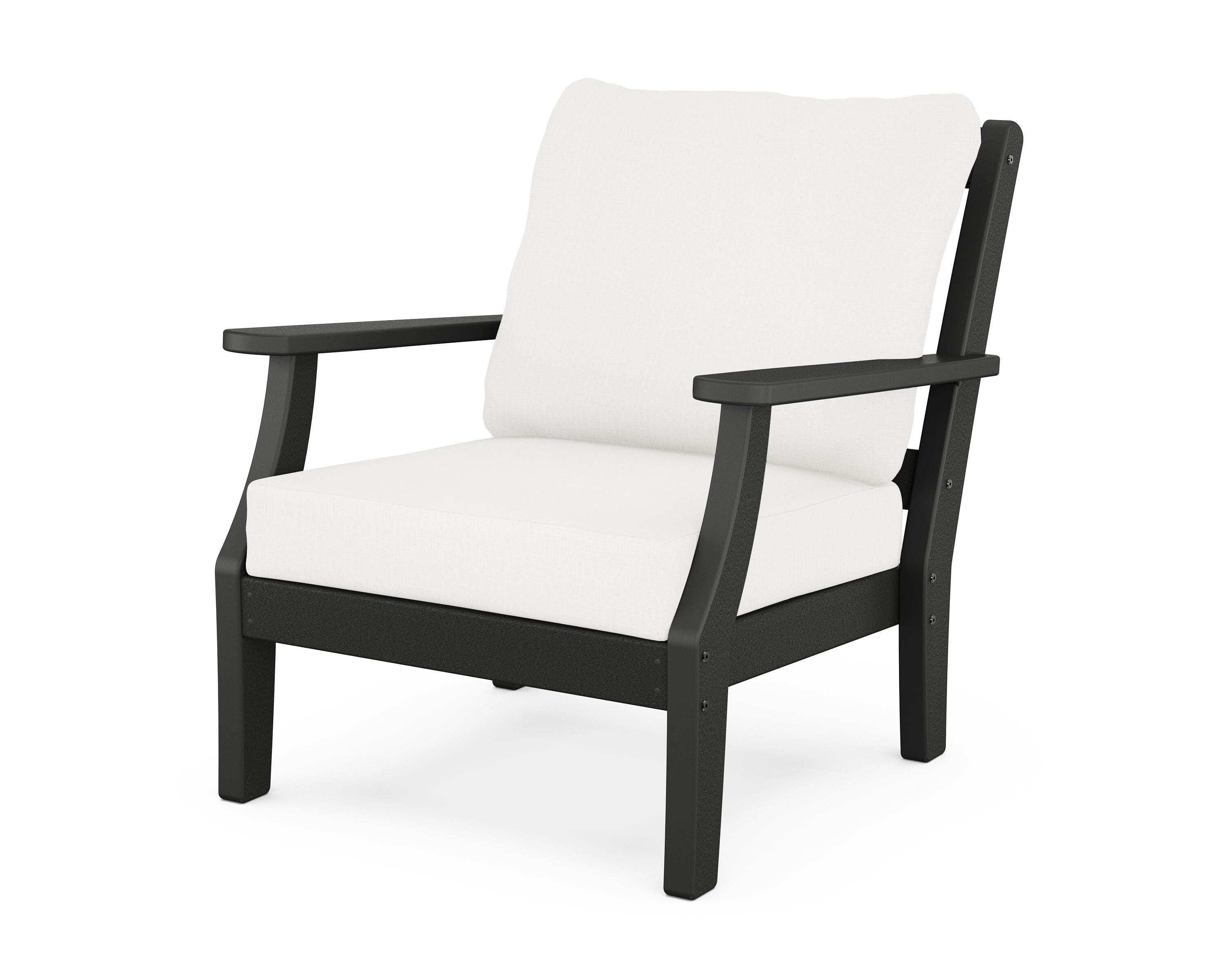 Martha Stewart by POLYWOOD® Chinoiserie Deep Seating Chair in Black / Natural Linen