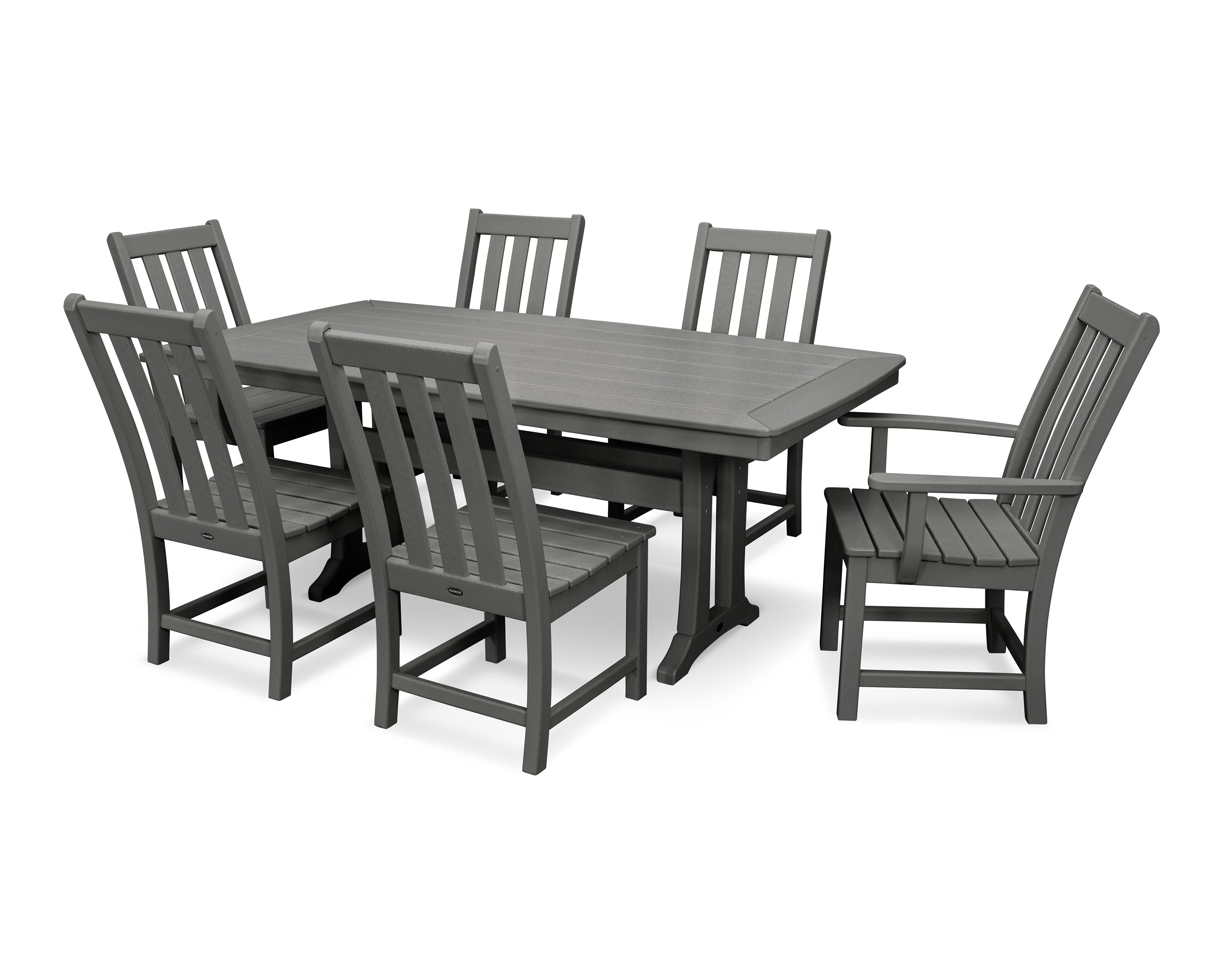 POLYWOOD® Vineyard 7-Piece Dining Set with Trestle Legs in Slate Grey