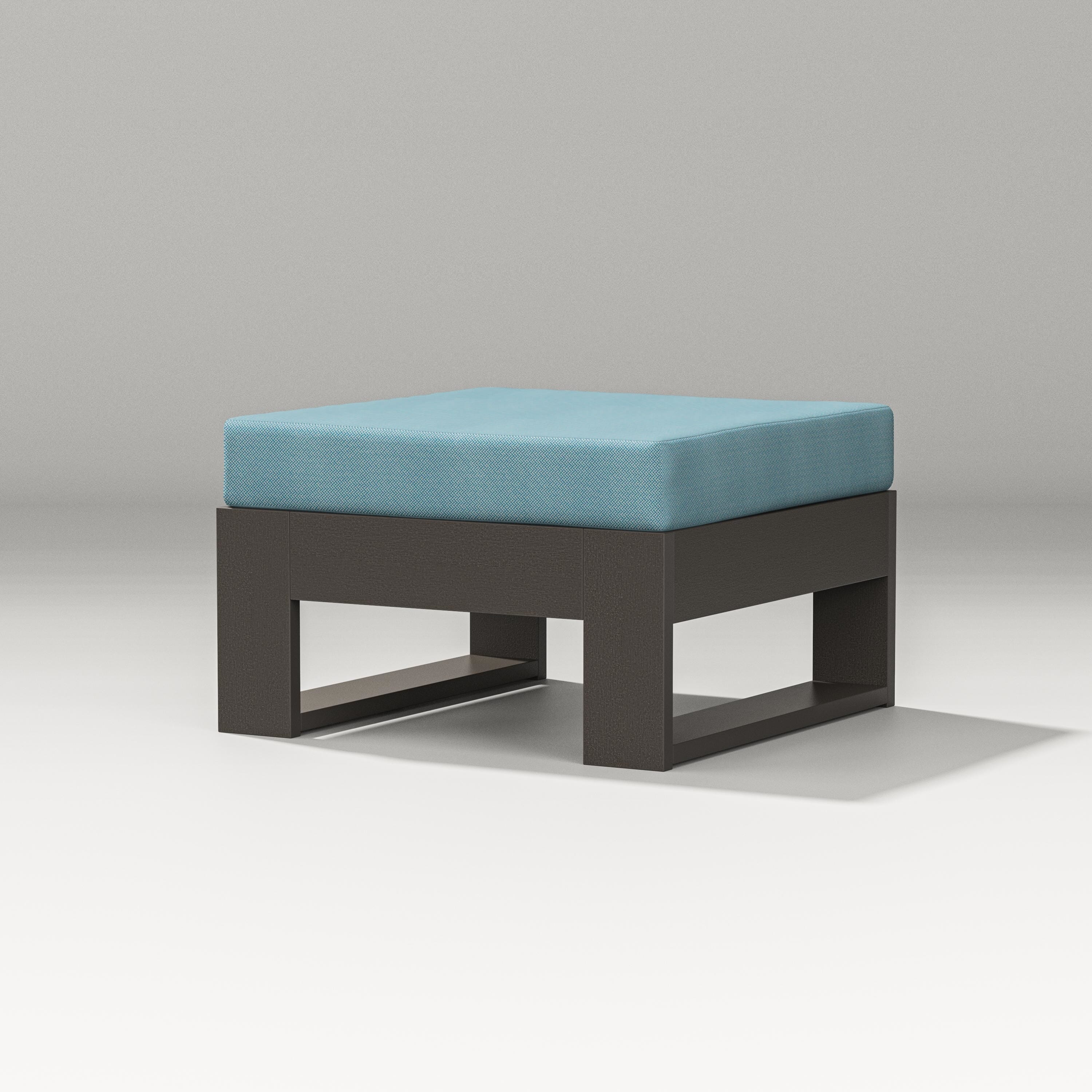 PW Designer Series Latitude Lounge Ottoman in Vintage Coffee / Lattice Sky Blue