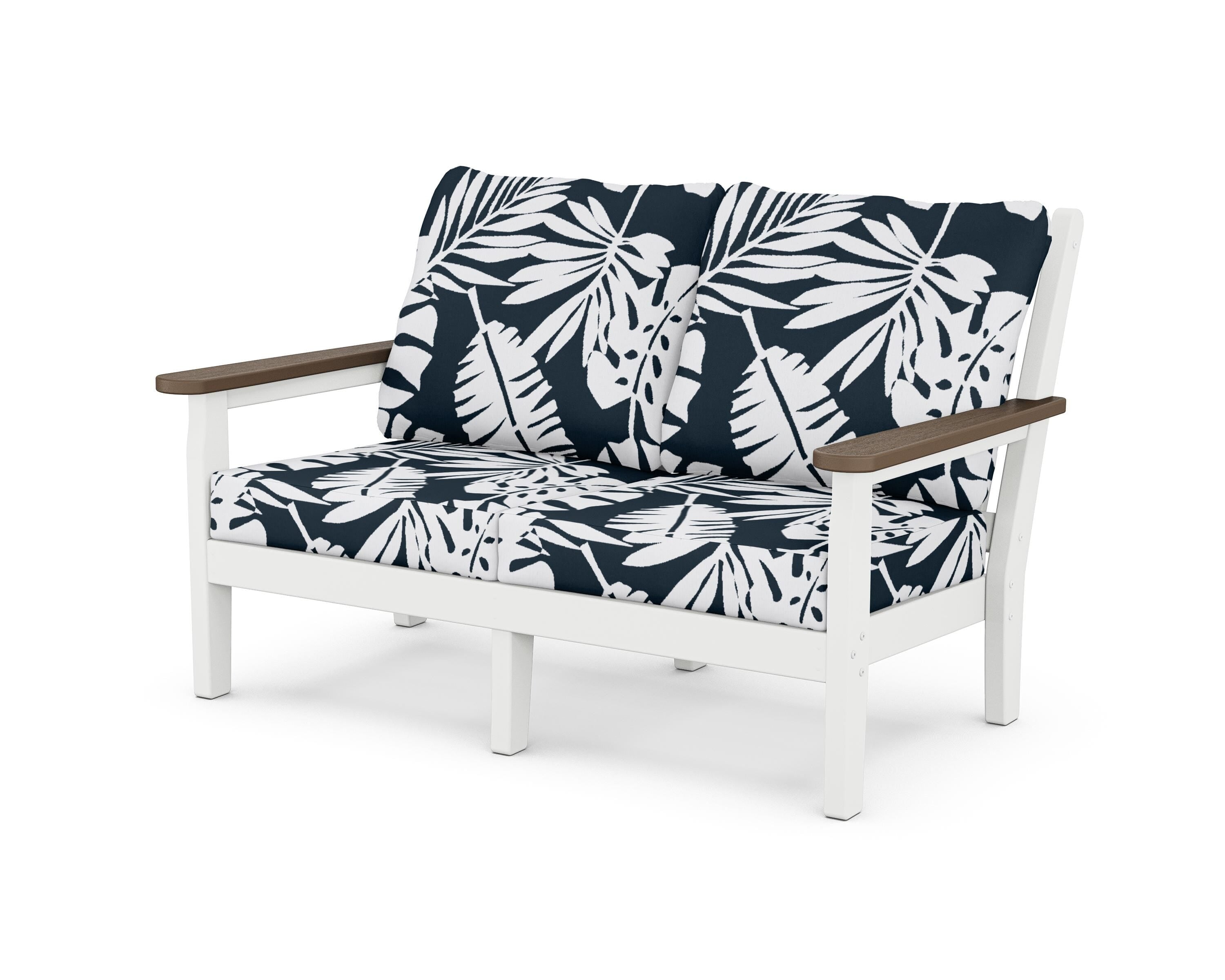 POLYWOOD® Chippendale Deep Seating Loveseat in White / Kona / Leaf Marine Indigo