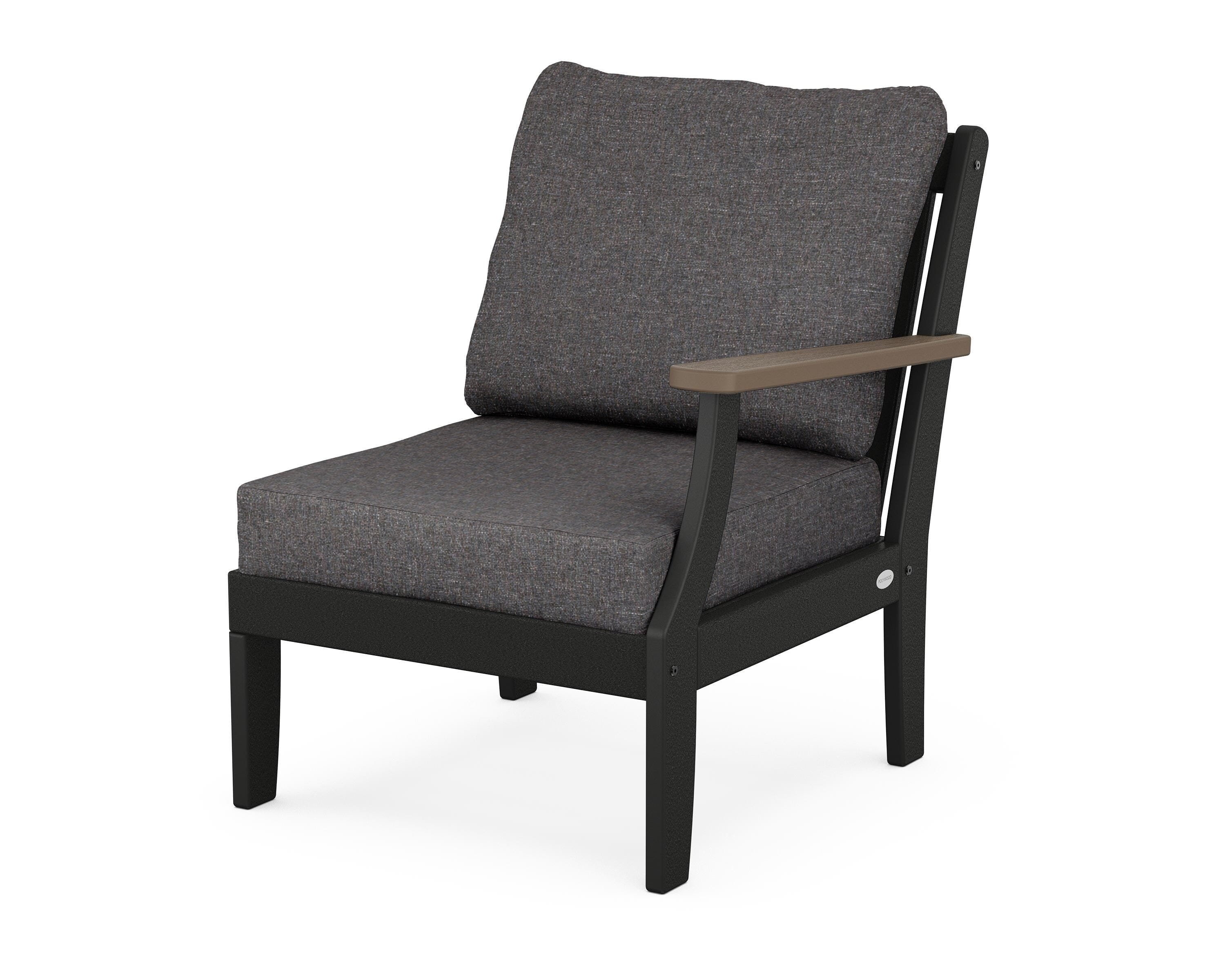 POLYWOOD® Braxton Modular Right Arm Chair in Black / Kona / Ash Charcoal